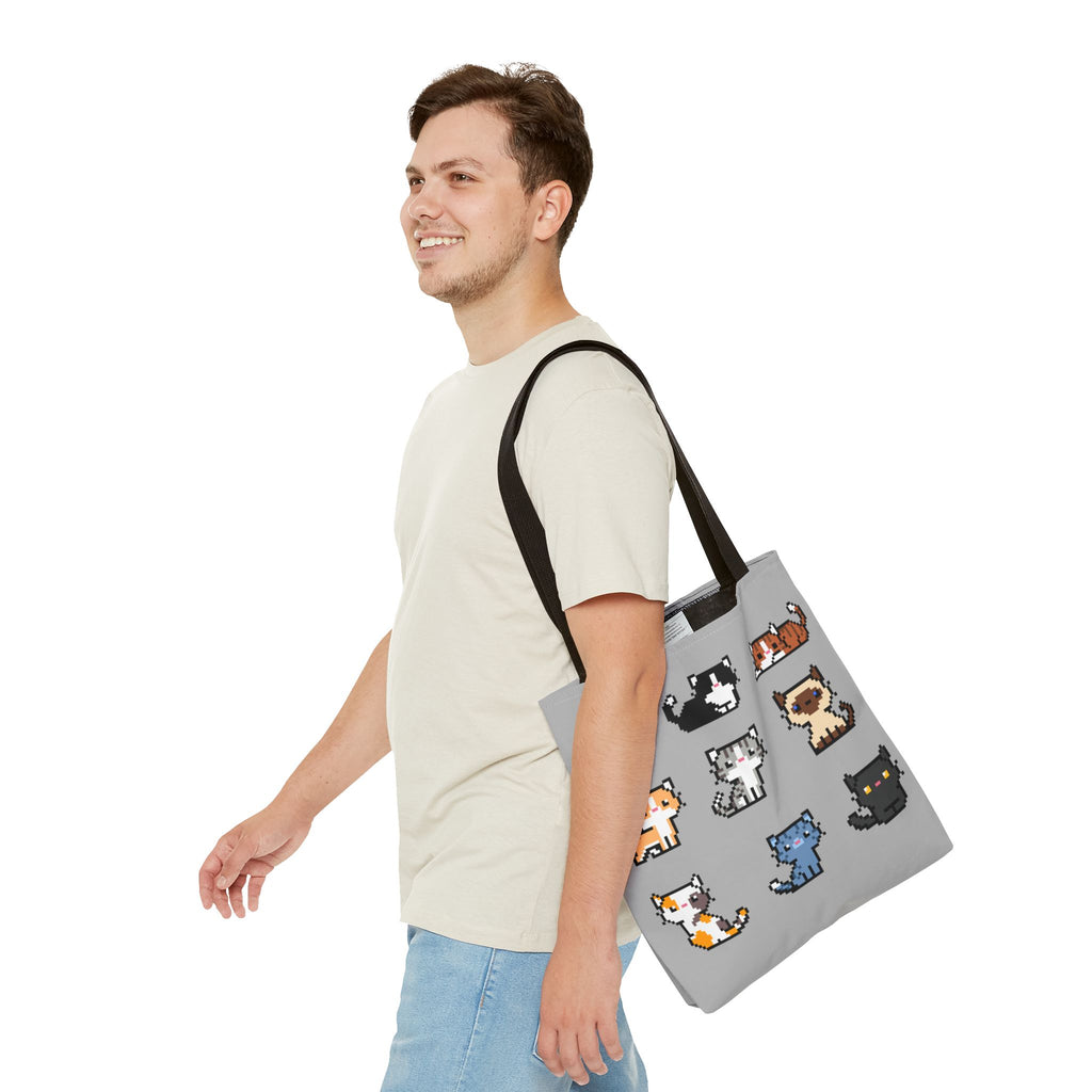 Cute Pixel Art Cat Tote Bag - Perfect for Cat Lovers & Everyday Use