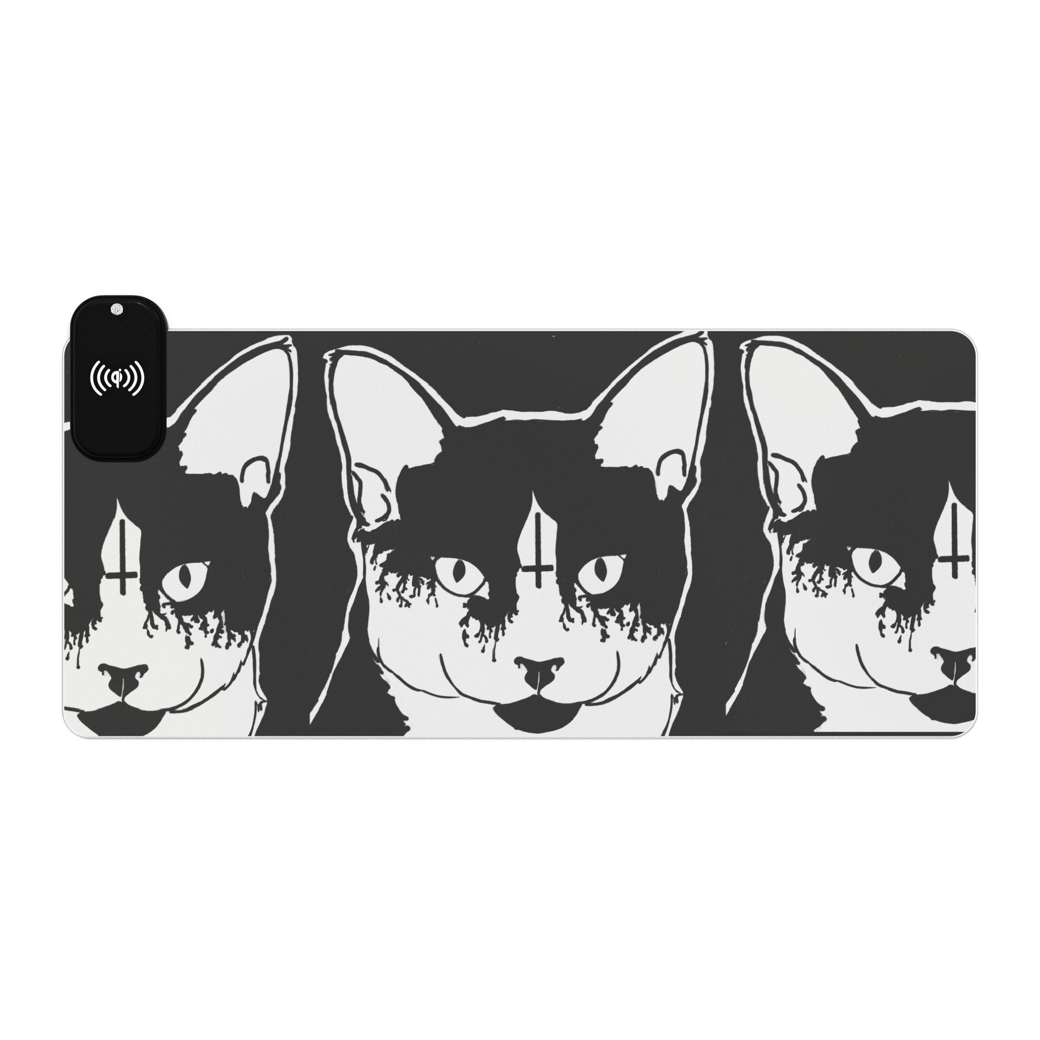 LED Cat Design Gaming Mouse Pad with Wireless Charging