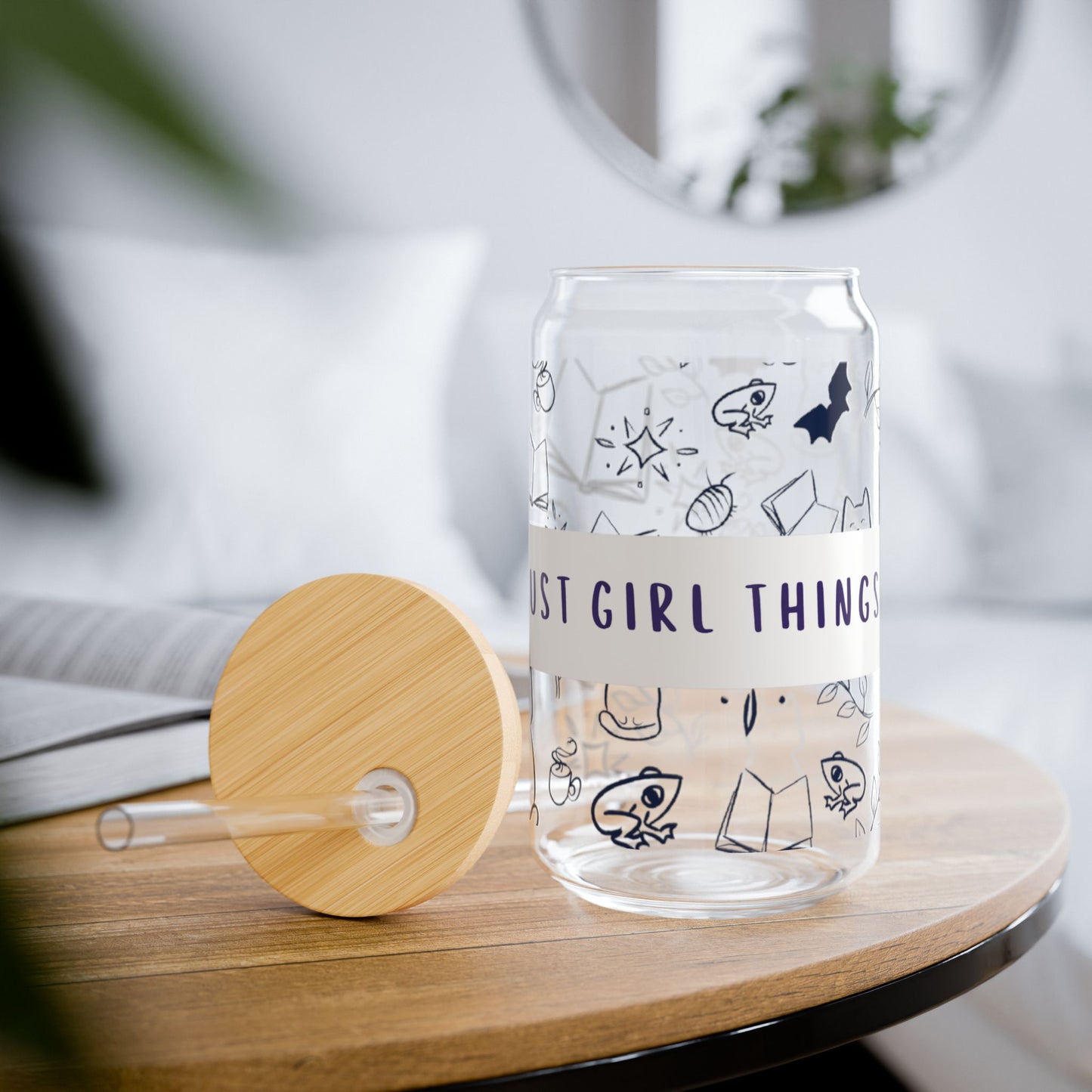 Just Girl Things Sipper Glass, 16oz