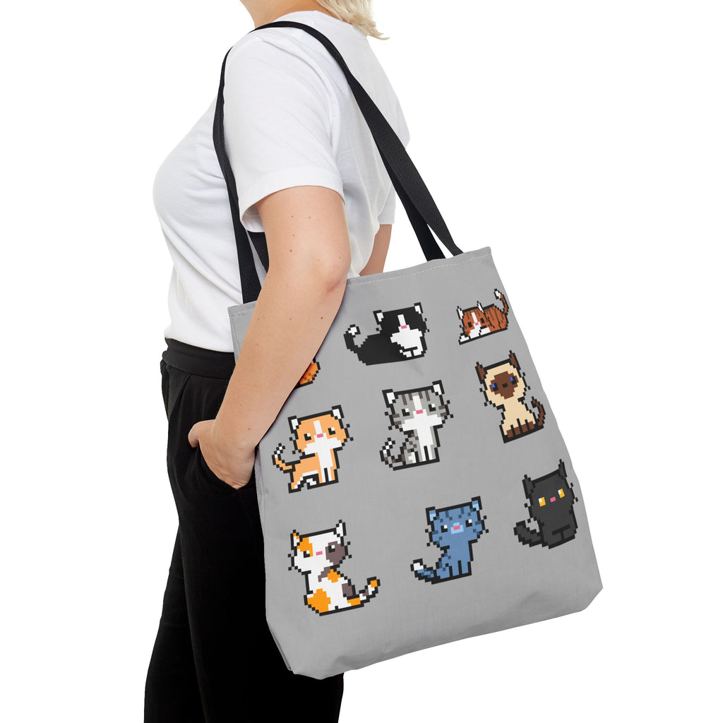 Cute Pixel Art Cat Tote Bag - Perfect for Cat Lovers & Everyday Use