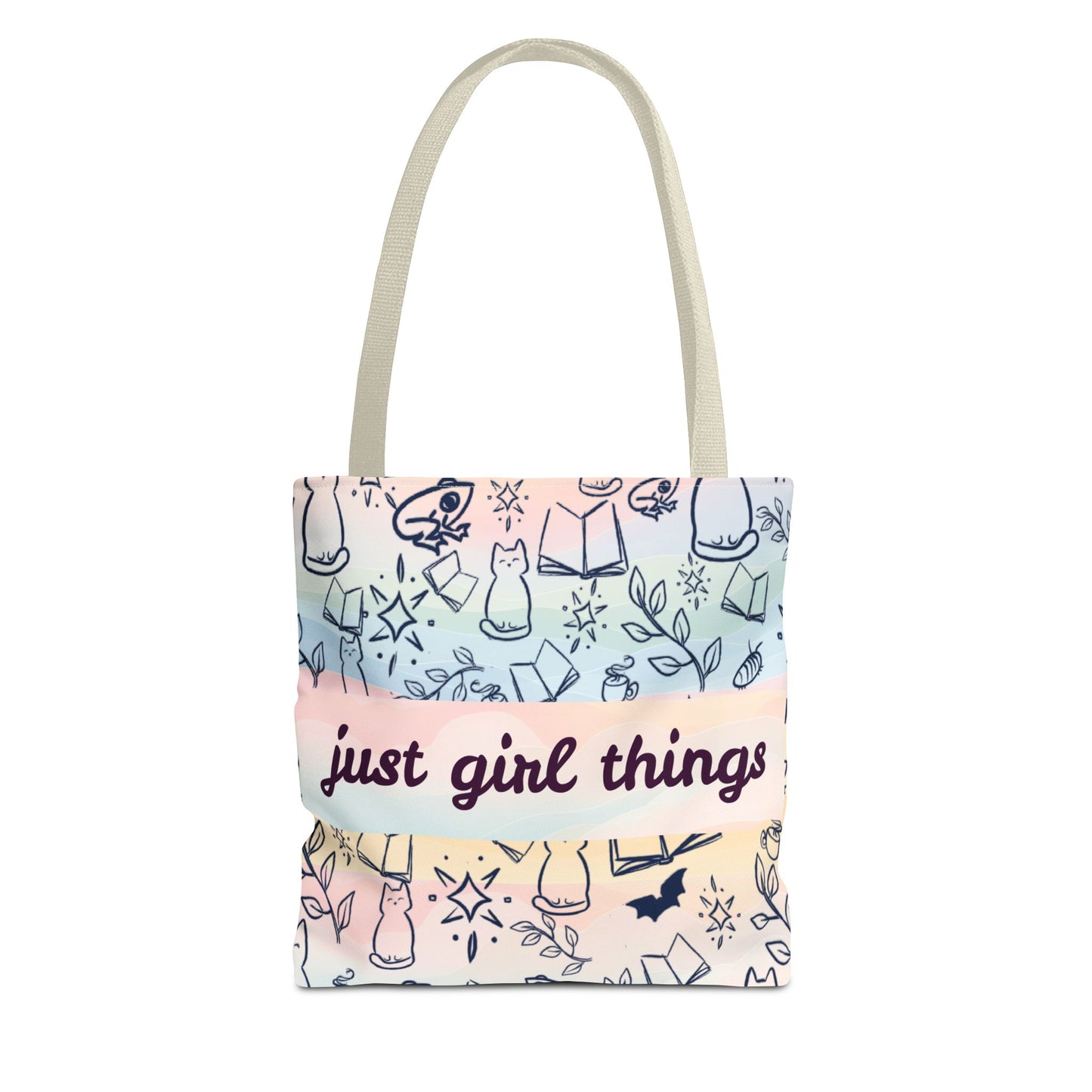Just Girl Things Tote  "Cats, Books, Frogs & Bats? Yes, Please!"