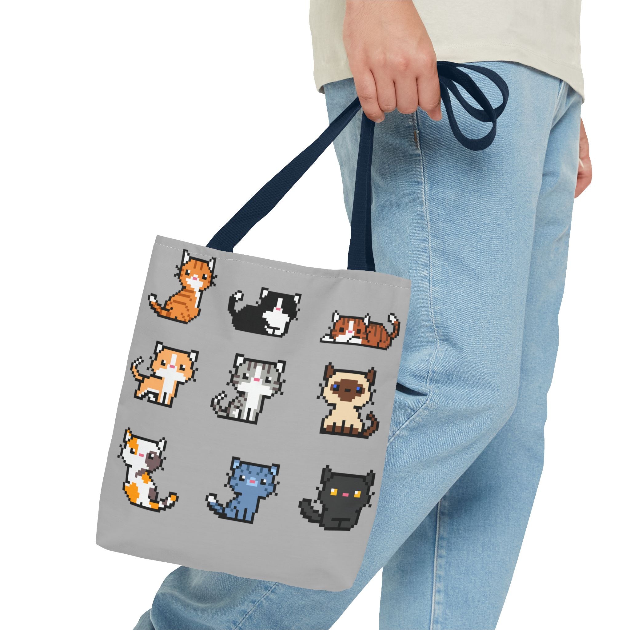 Cute Pixel Art Cat Tote Bag - Perfect for Cat Lovers & Everyday Use