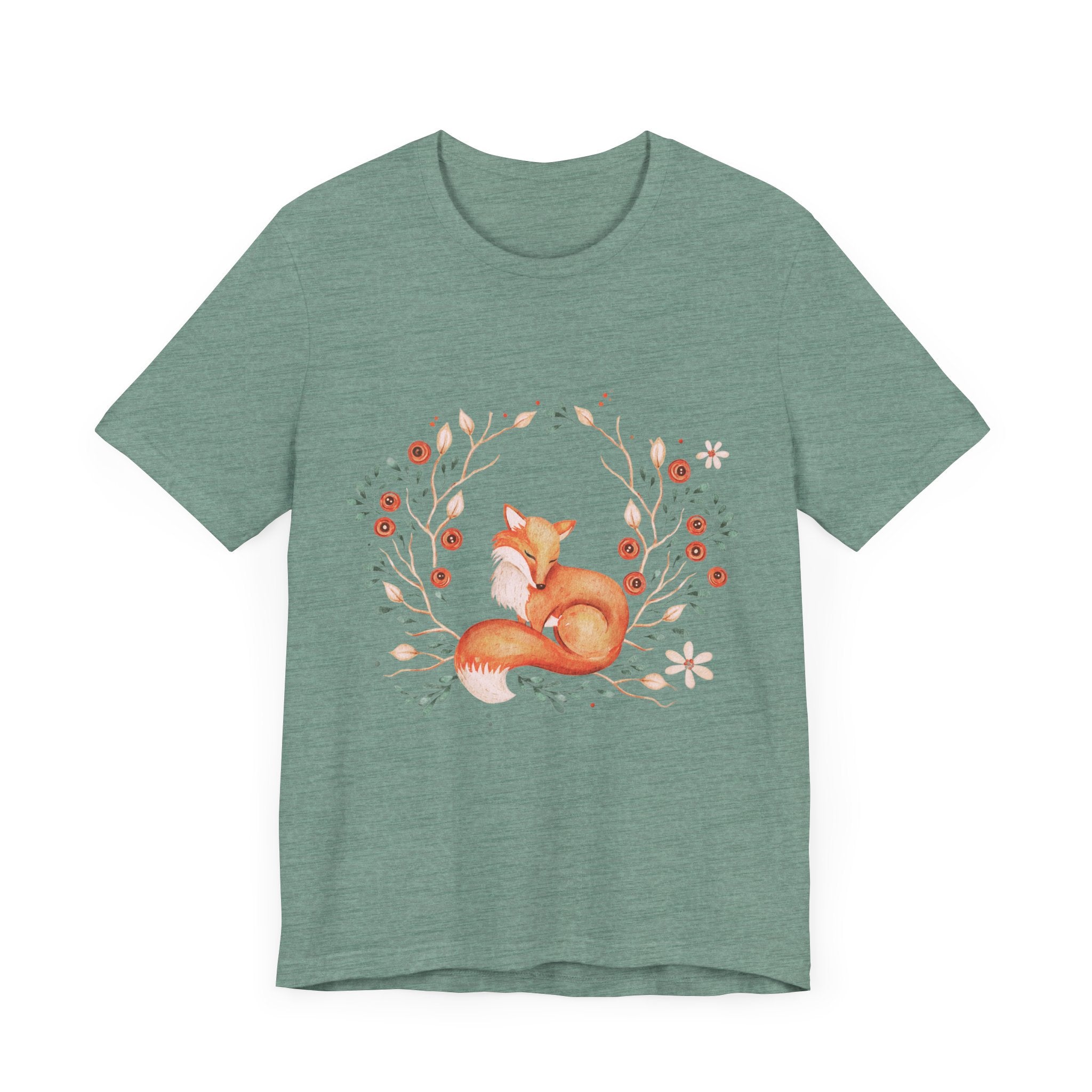 Whimsical Fox Unisex Jersey Tee, Forest Animal Shirt, Cute Gift for Nature Lovers, Relaxed Fit, Eco-Friendly Fabric
