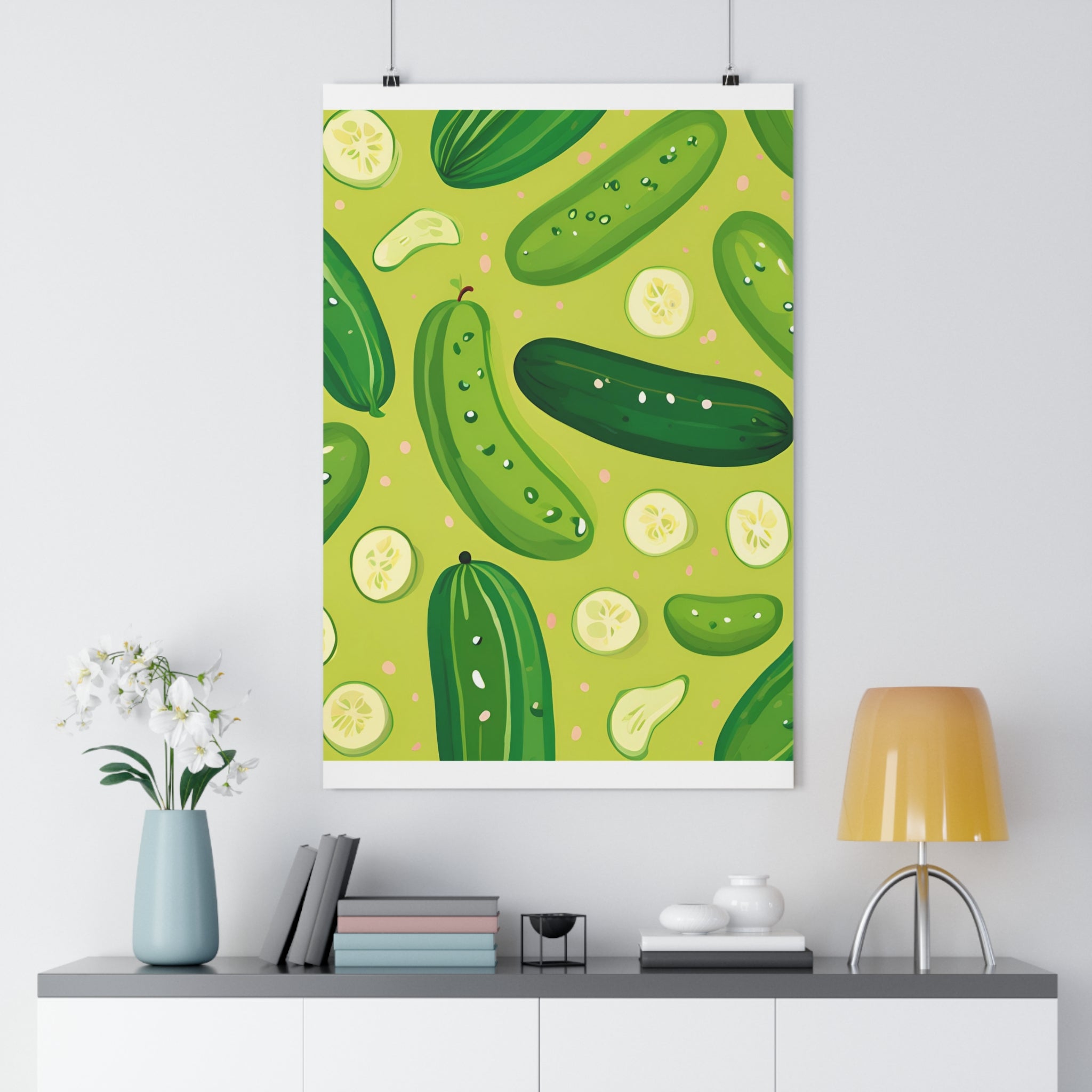 Whimsical Cucumber Giclée Art Print - Fun Kitchen Decor, Perfect for Food Lovers