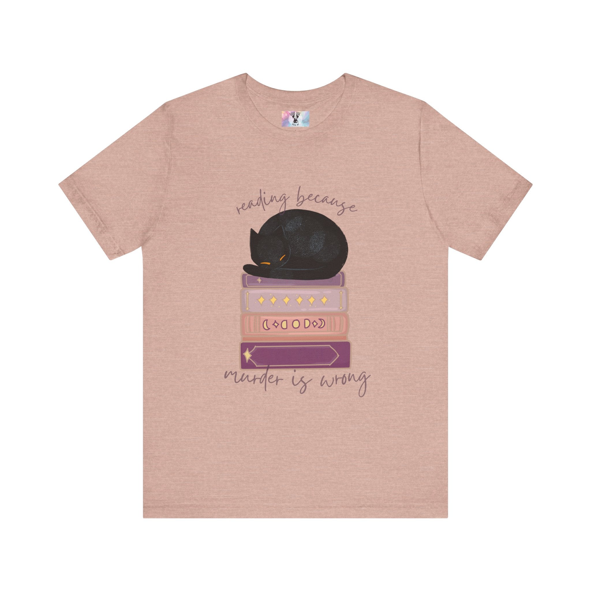 Cozy Cat Lover Tee - Reading Because Murder is Wrong | Bookish Gift for Cat Lovers, Literary T-Shirt, Funny Cat Shirt, Novelty Tee, Pet