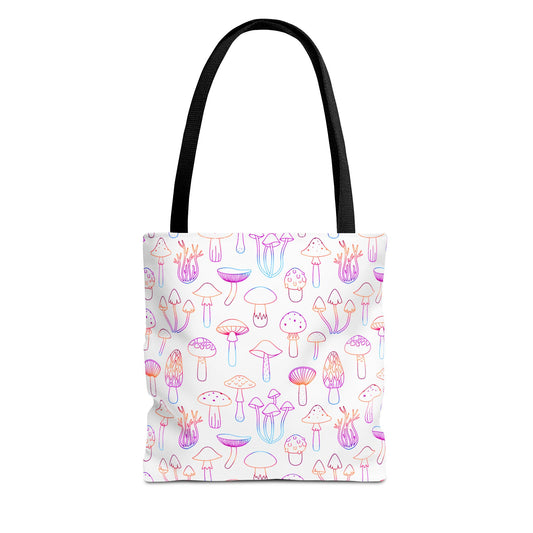 Colorful Mushroom Pattern Tote Bag - Eco-Friendly Grocery or Beach Tote