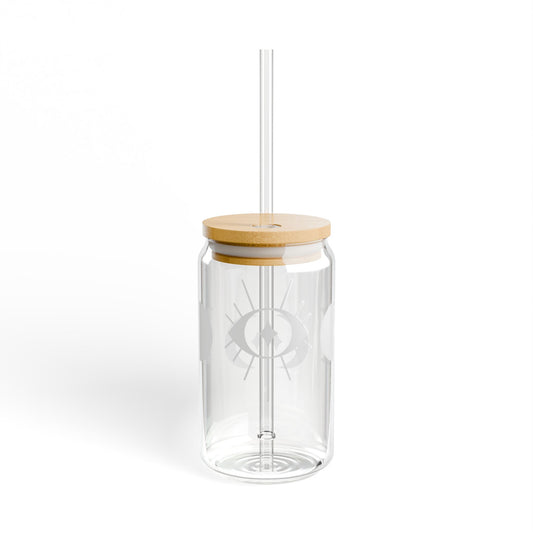 Stylish 16oz Sipper Glass with Bamboo Lid - Eco-Friendly Drinkware for Modern Living