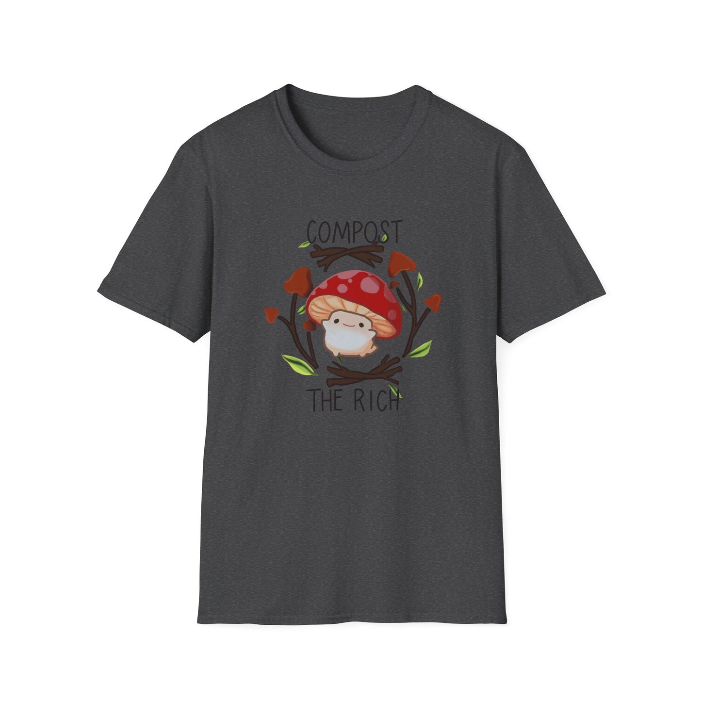 Compost The Rich T-Shirt | Mushroom Gnome Illustration, Eco Humor