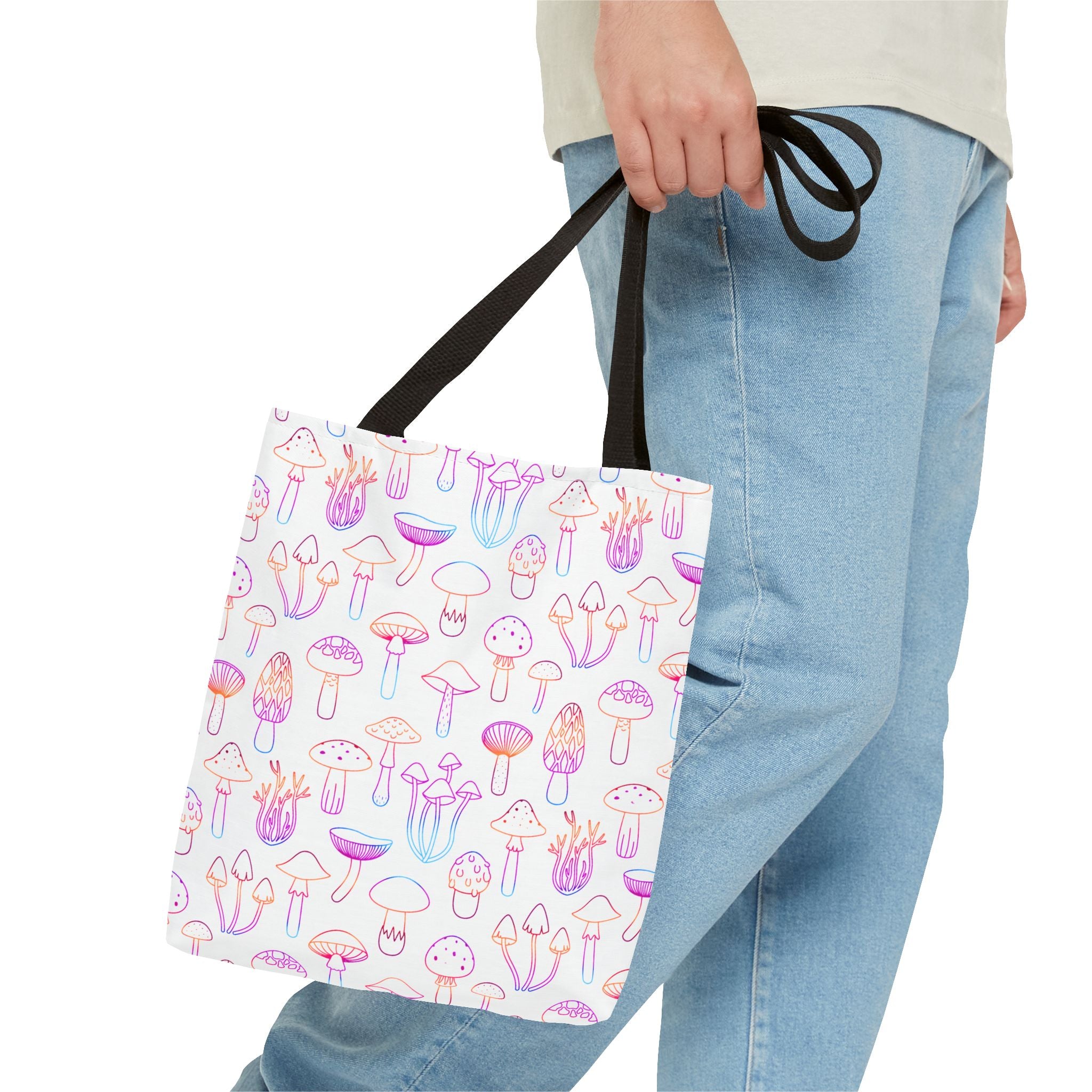 Colorful Mushroom Pattern Tote Bag - Eco-Friendly Grocery or Beach Tote