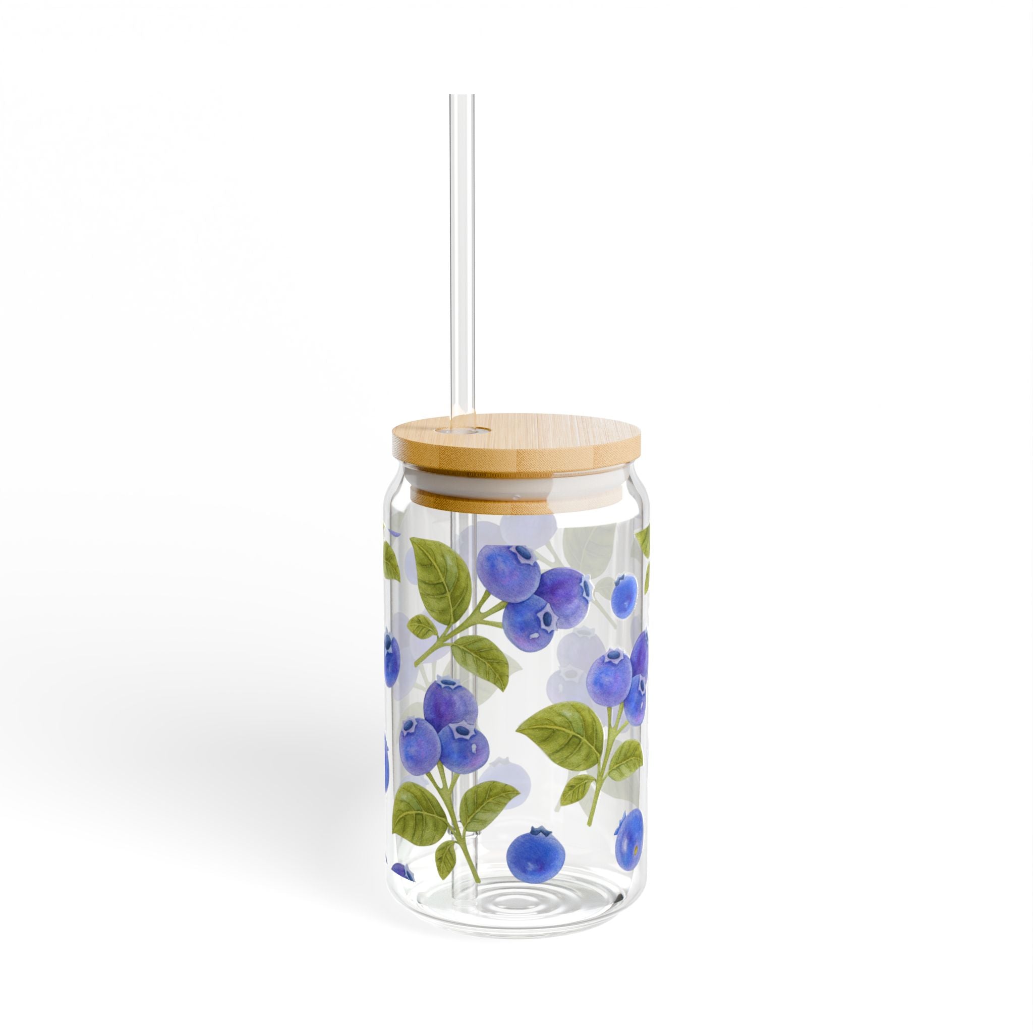 Blueberry 16oz Sipper Glass with Bamboo Lid