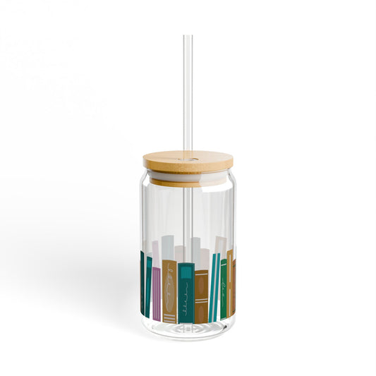 Bookshelf Sipper Glass - 16oz Drinkware for Book Lovers