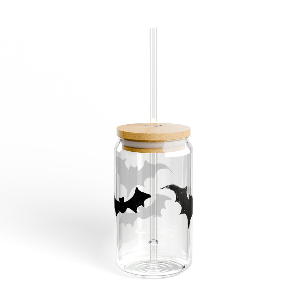 Halloween Bat Sipper Glass - 16oz with Bamboo Lid and Straw