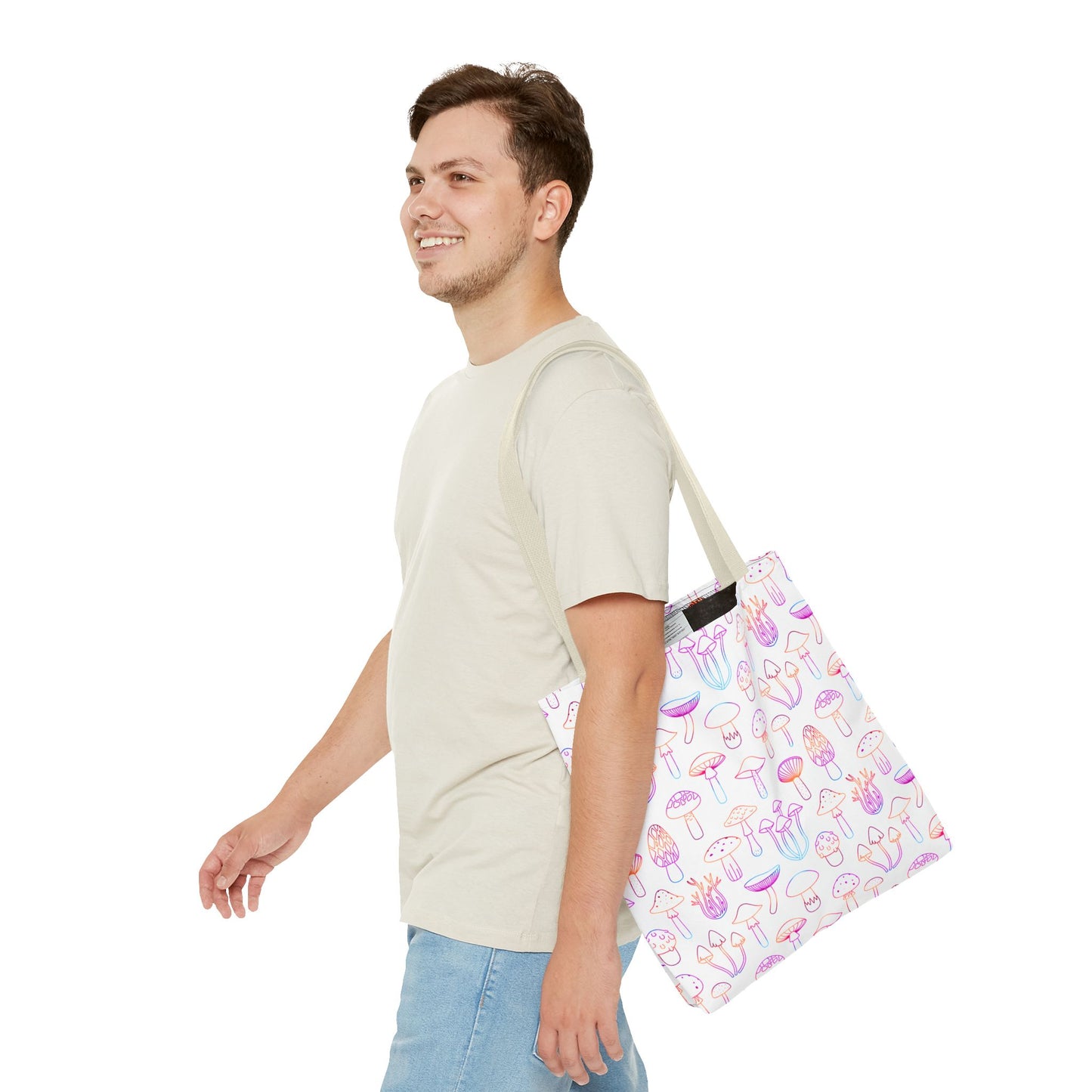 Colorful Mushroom Pattern Tote Bag - Eco-Friendly Grocery or Beach Tote