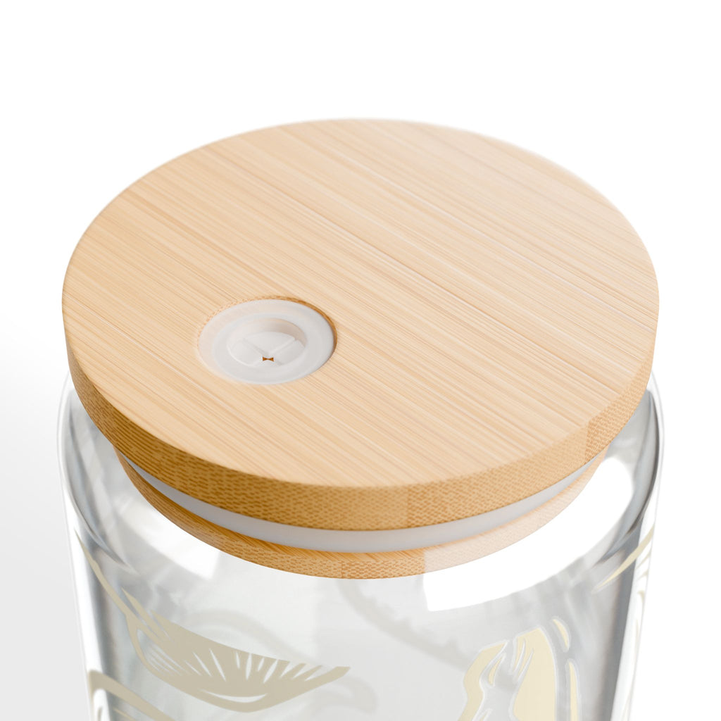 Shell Design Eco-Friendly Sipper Glass with Bamboo Lid - 16oz