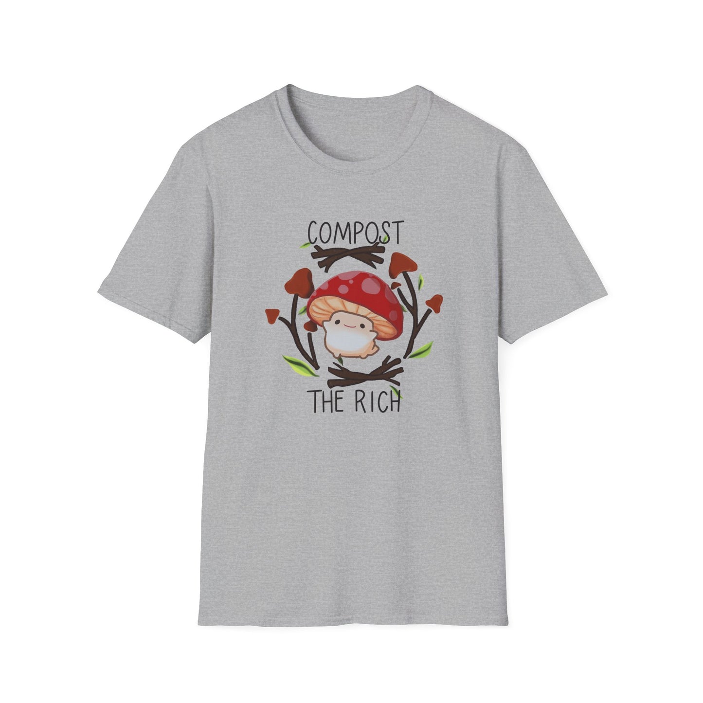 Compost The Rich T-Shirt | Mushroom Gnome Illustration, Eco Humor