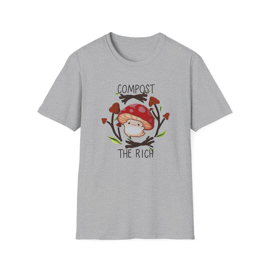 Compost The Rich T-Shirt | Mushroom Gnome Illustration, Eco Humor