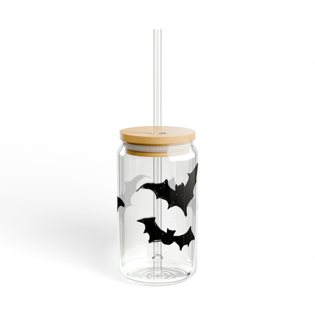 Halloween Bat Sipper Glass - 16oz with Bamboo Lid and Straw