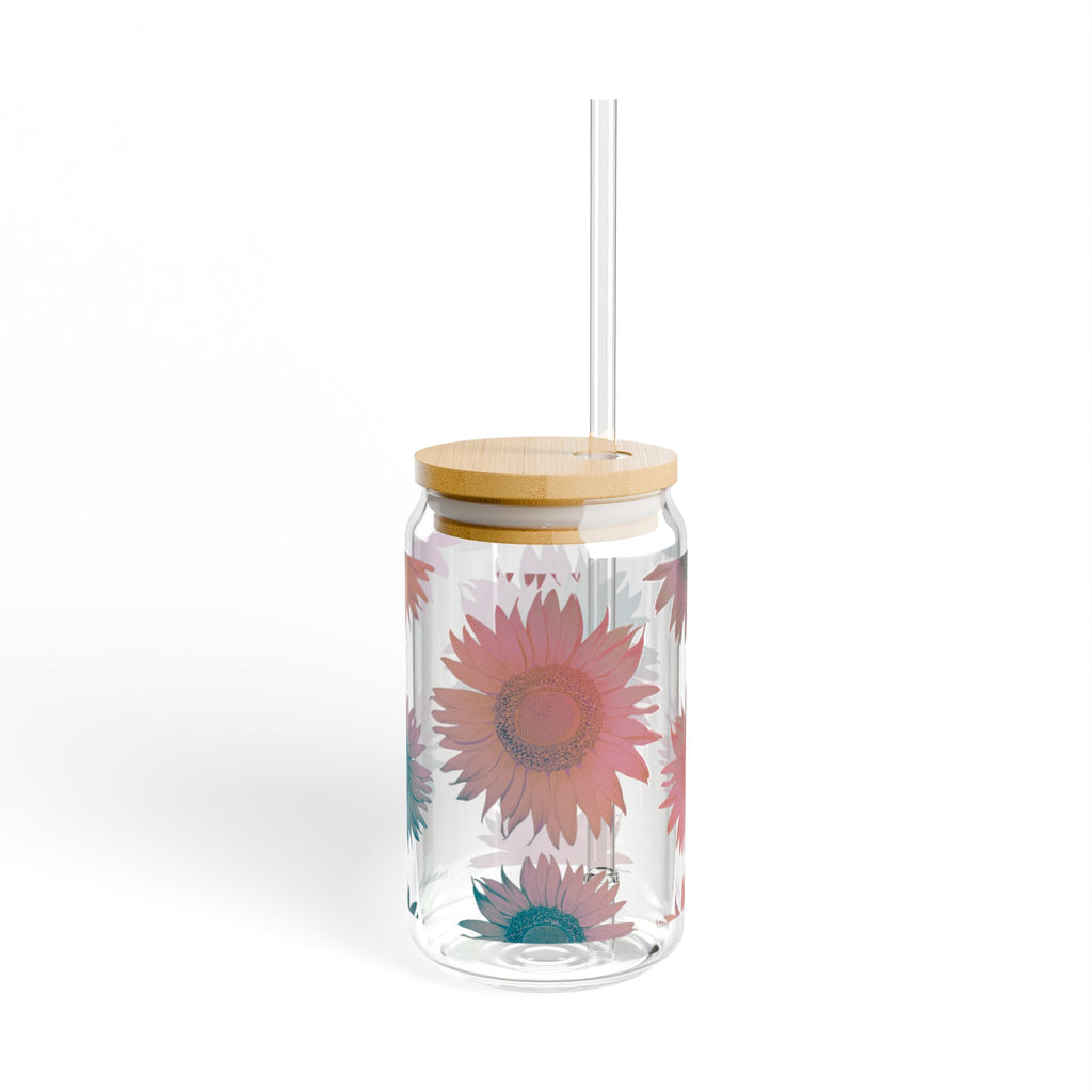 Colorful Sunflower Sipper Glass, 16oz - Perfect for Picnics, Summer Parties, Gifts, Eco-Friendly Style, Drinkware with Sunflower Design