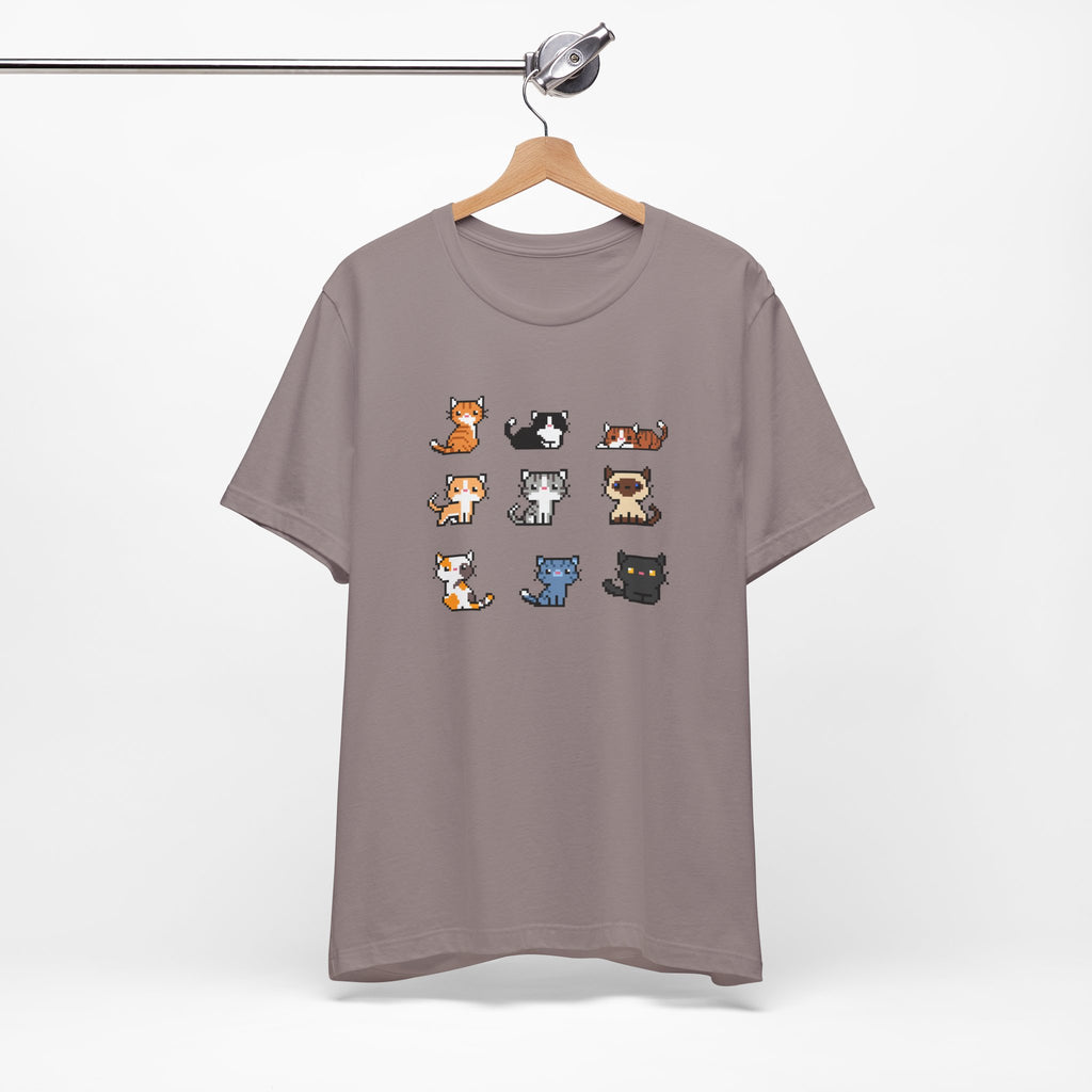 Cute Cat Pixel Art Unisex Short Sleeve Tee