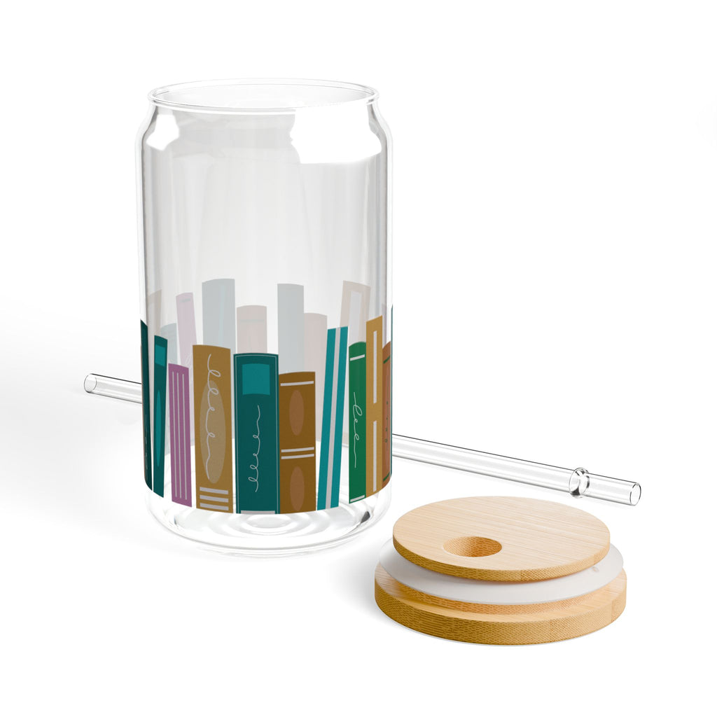 Bookshelf Sipper Glass - 16oz Drinkware for Book Lovers