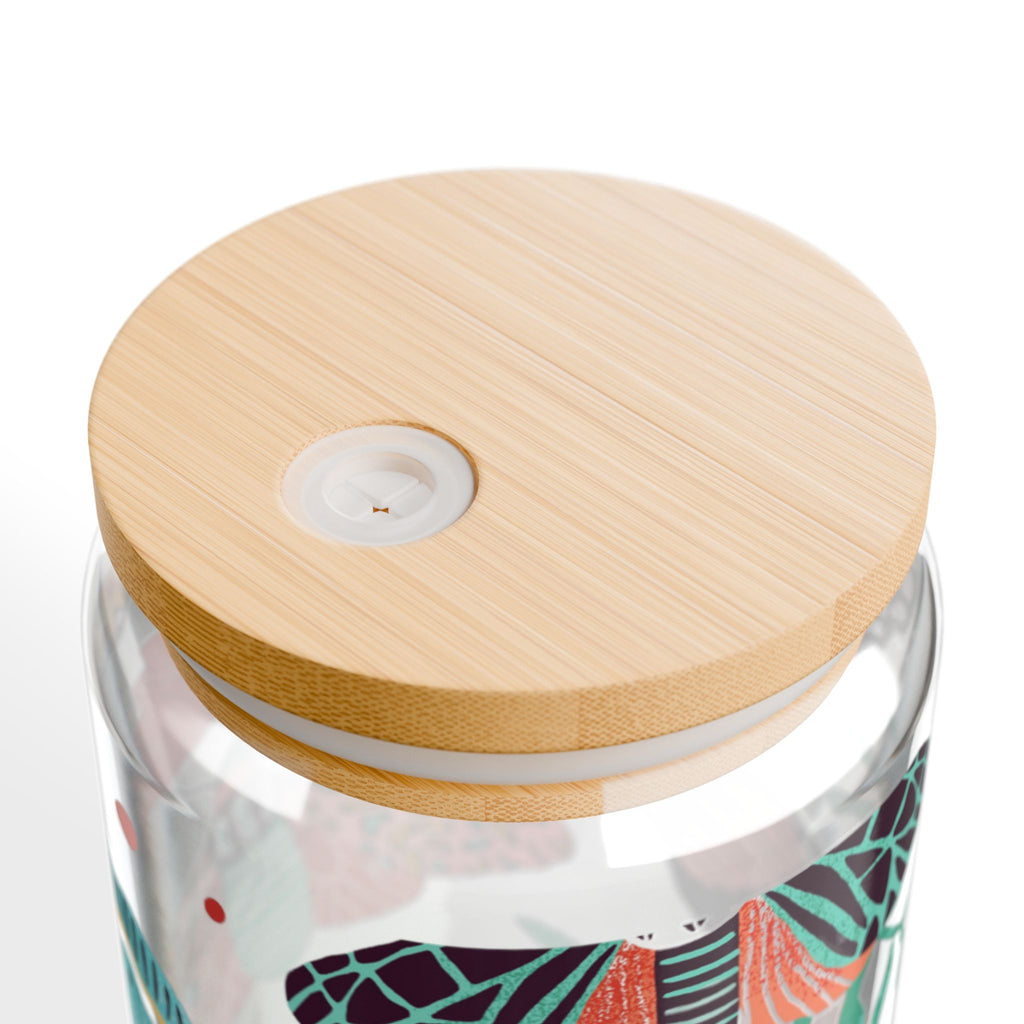Colorful Butterfly Sipper Glass - 16oz Eco-Friendly Drinkware with Bamboo Lid