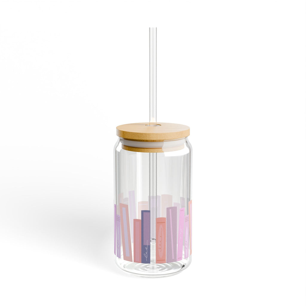 Perfect for Book Lovers - Stylish Sipper Glass - 16oz with Bamboo Lid and Straw -