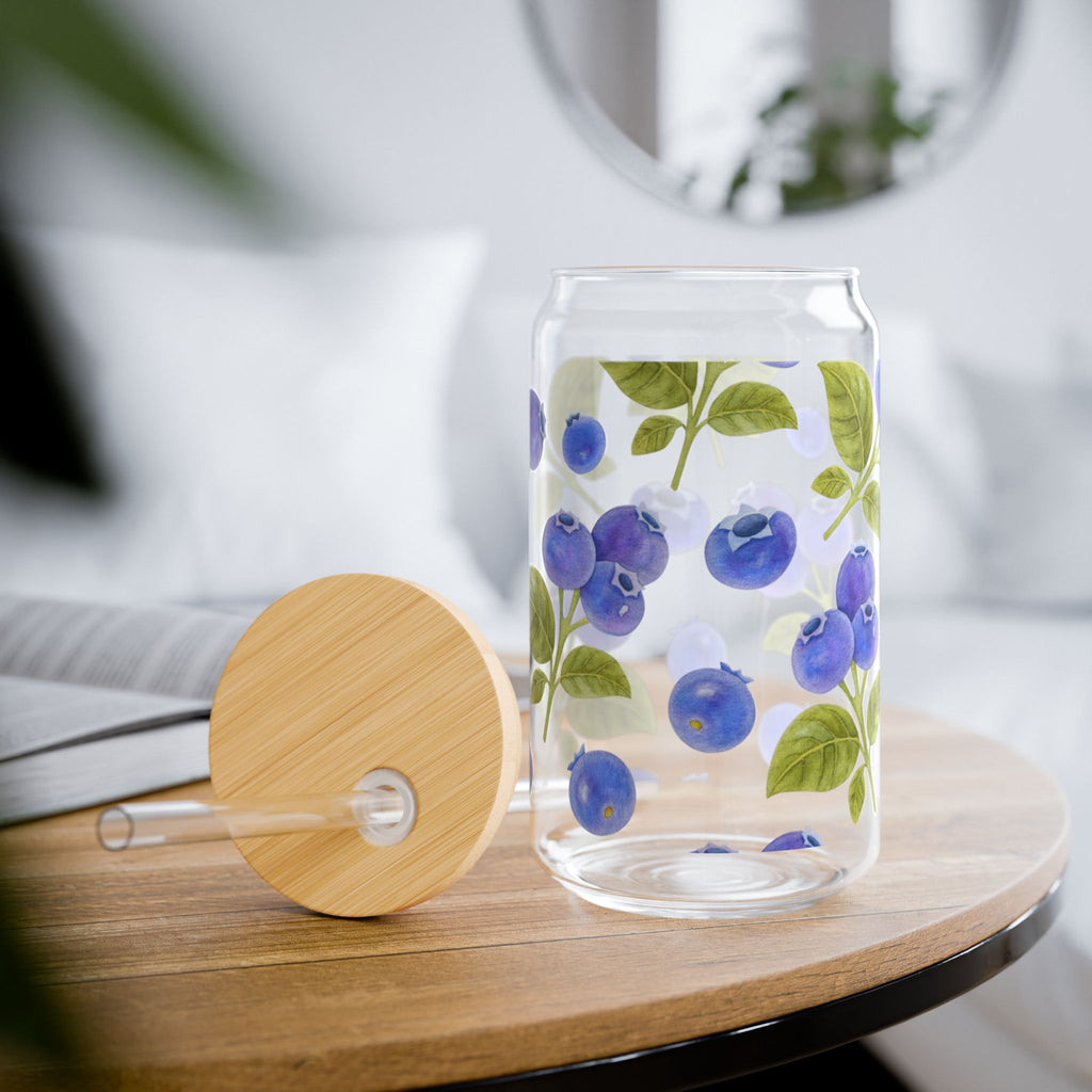 Blueberry 16oz Sipper Glass with Bamboo Lid