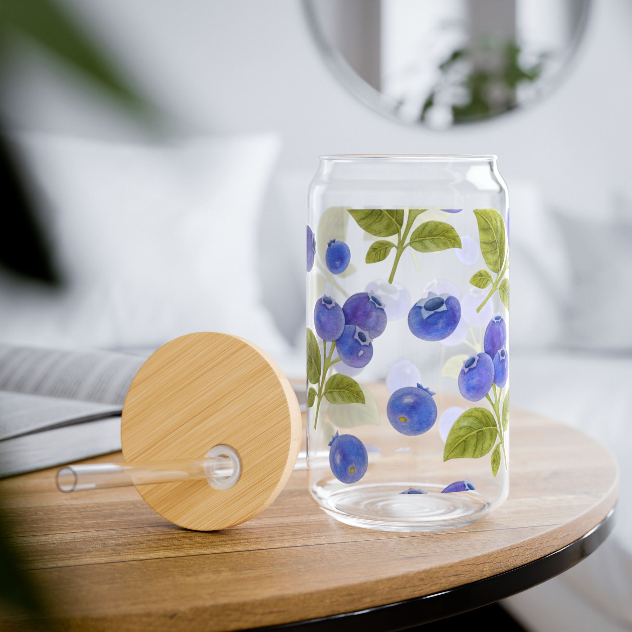 Blueberry 16oz Sipper Glass with Bamboo Lid