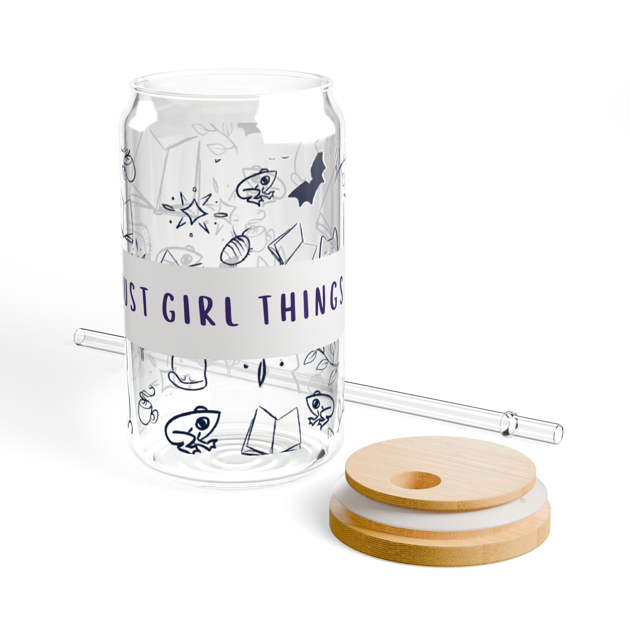 Just Girl Things Sipper Glass, 16oz