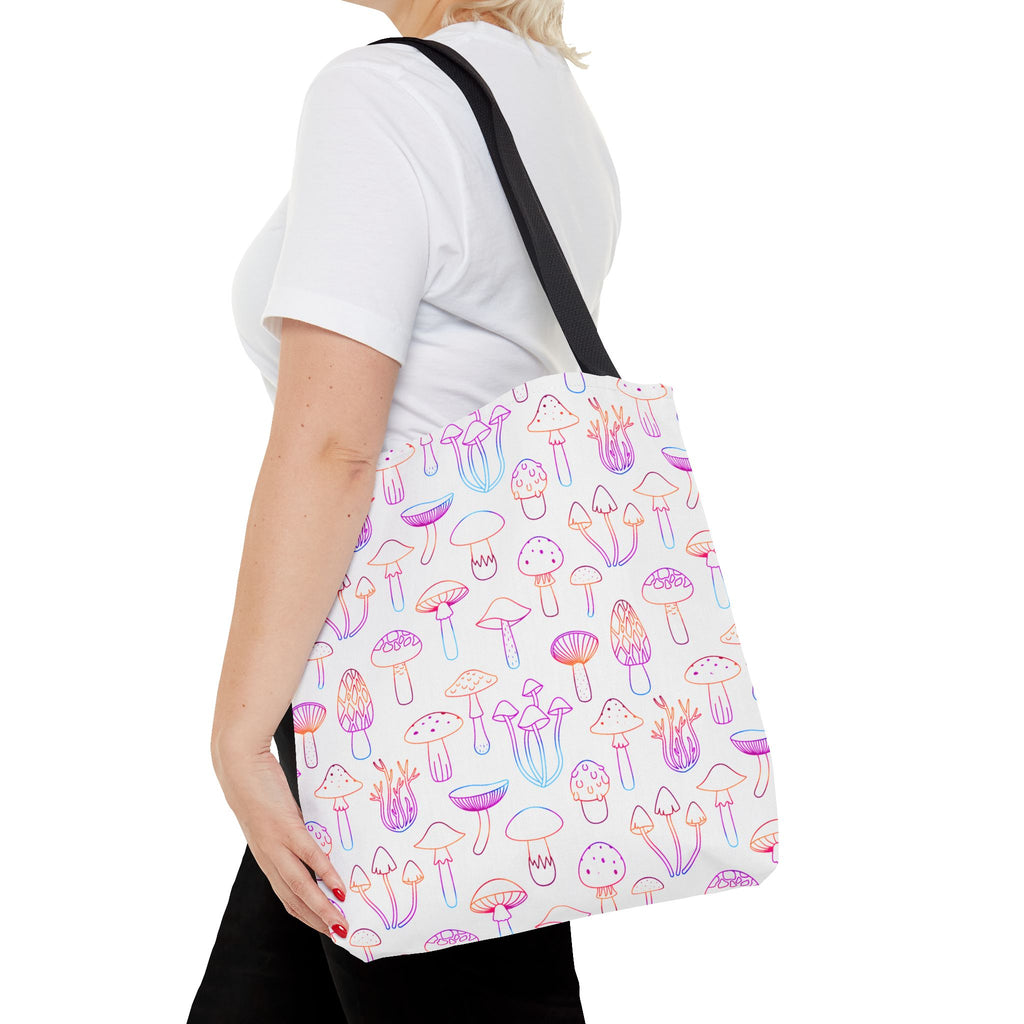 Colorful Mushroom Pattern Tote Bag - Eco-Friendly Grocery or Beach Tote