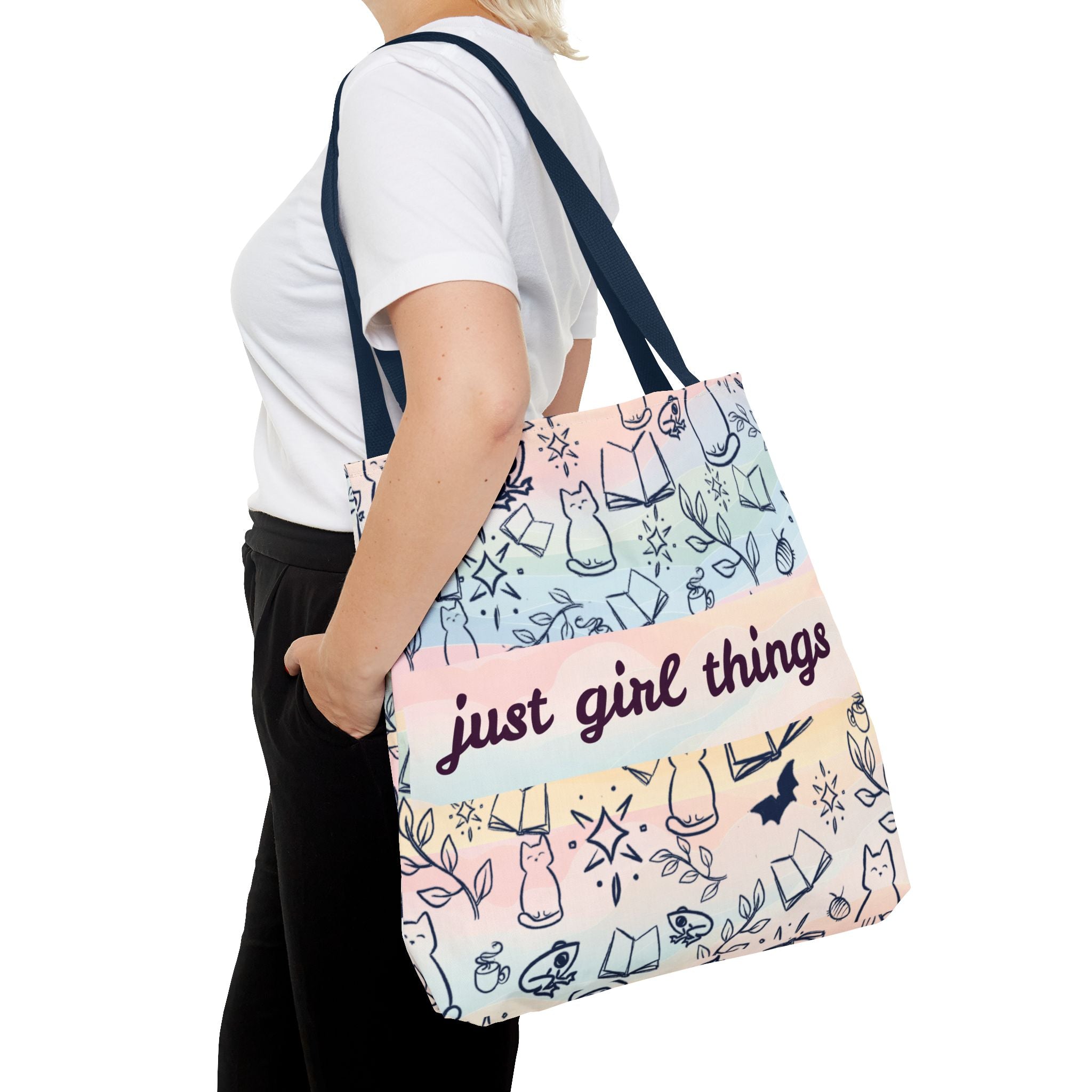 Just Girl Things Tote  "Cats, Books, Frogs & Bats? Yes, Please!"