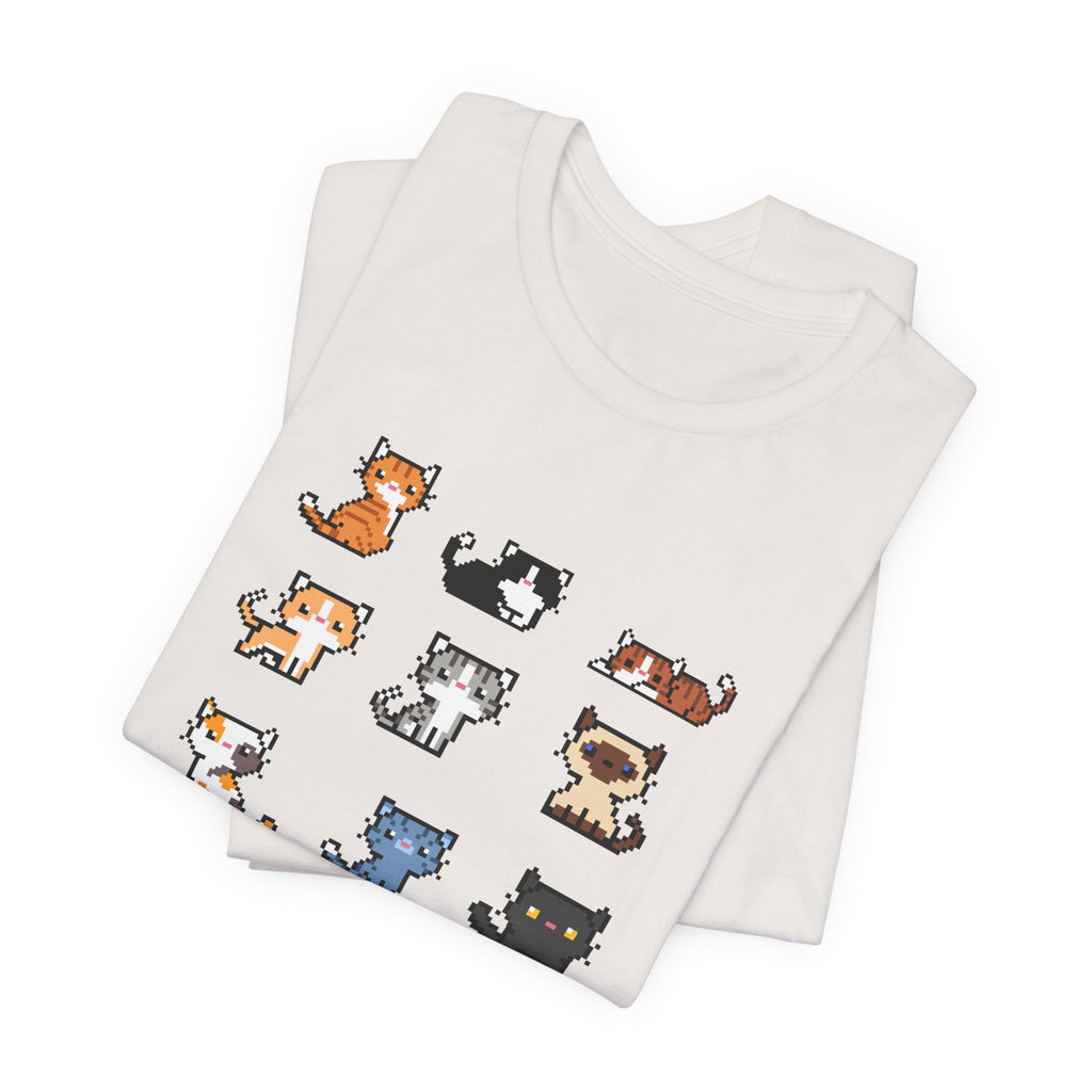 Cute Cat Pixel Art Unisex Short Sleeve Tee