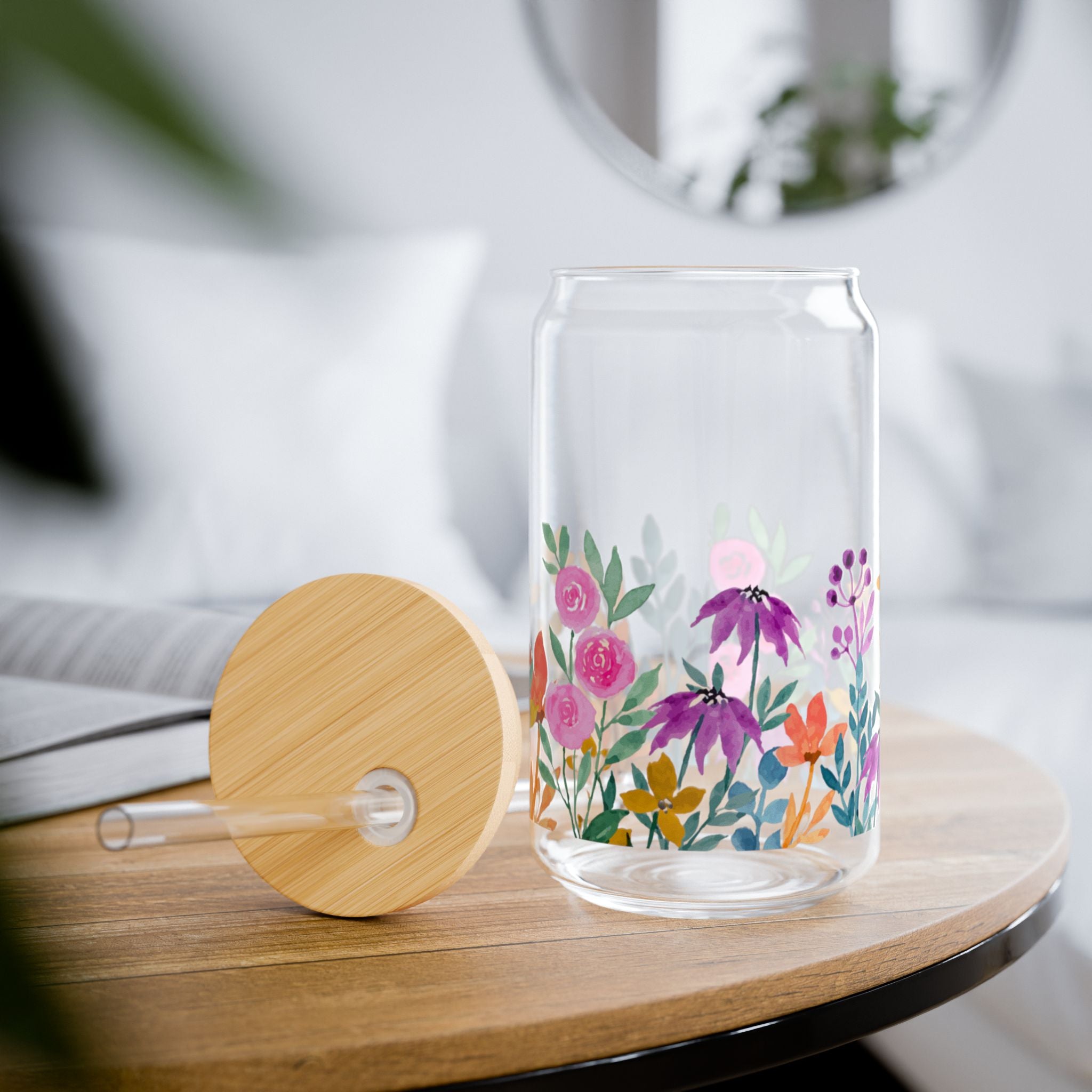 Floral Sipper Glass | 16oz Eco-Friendly Drinkware