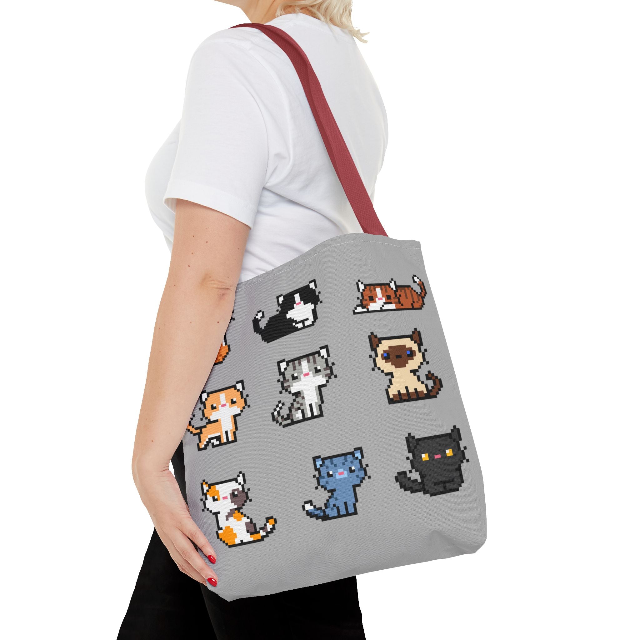 Cute Pixel Art Cat Tote Bag - Perfect for Cat Lovers & Everyday Use