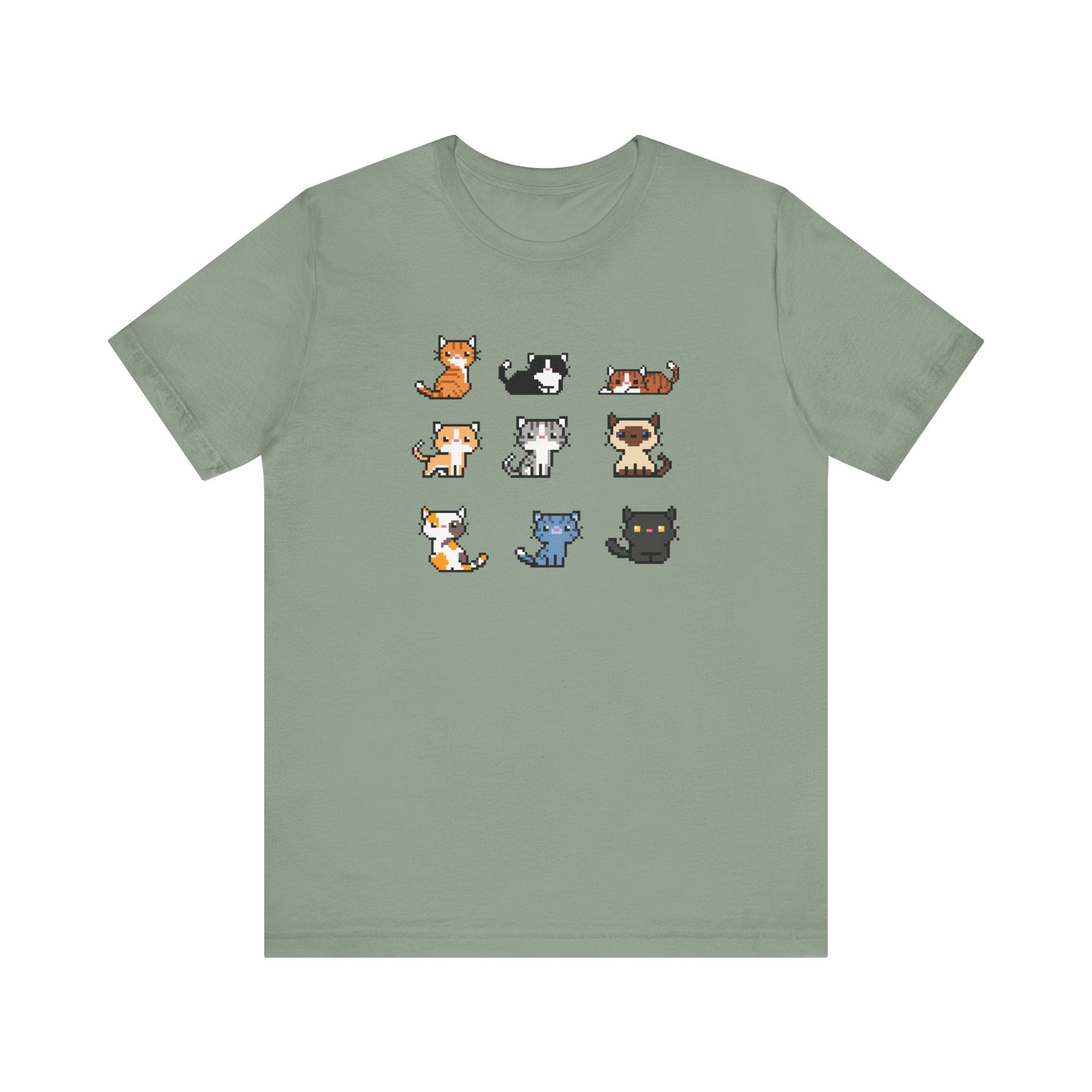 Cute Cat Pixel Art Unisex Short Sleeve Tee