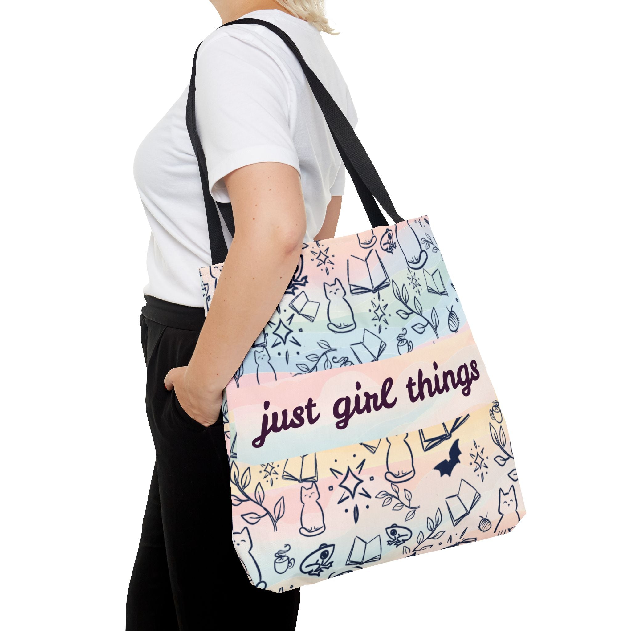 Just Girl Things Tote  "Cats, Books, Frogs & Bats? Yes, Please!"