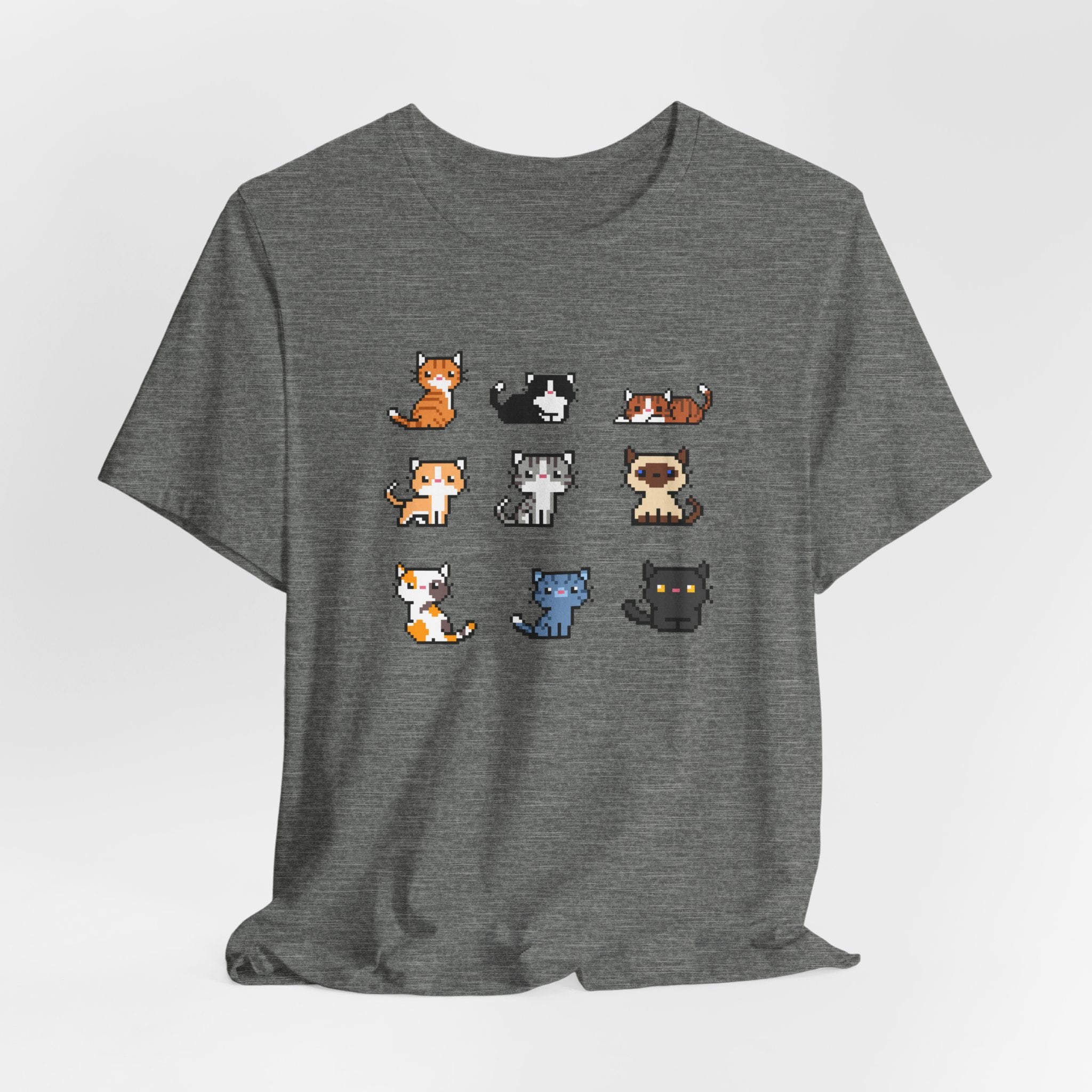 Cute Cat Pixel Art Unisex Short Sleeve Tee