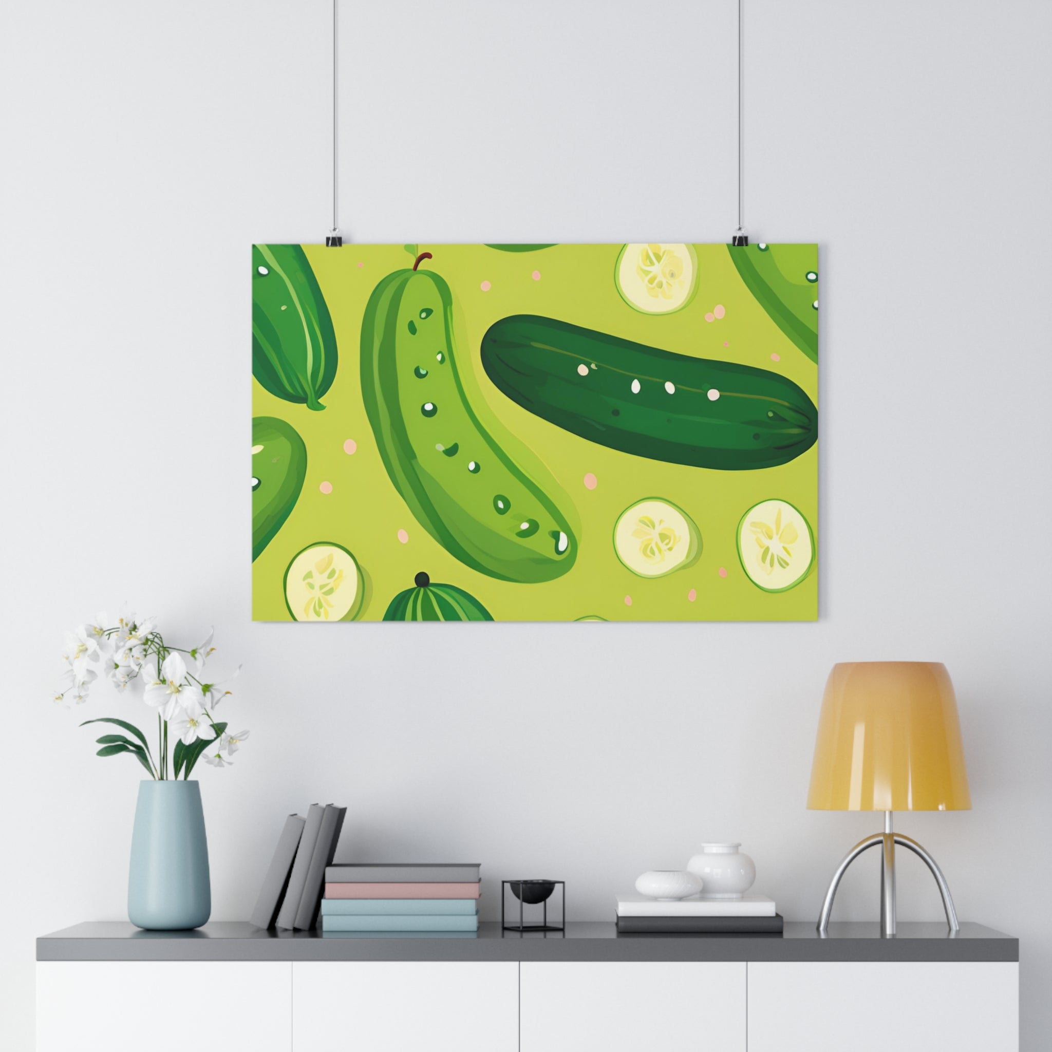 Whimsical Cucumber Giclée Art Print - Fun Kitchen Decor, Perfect for Food Lovers