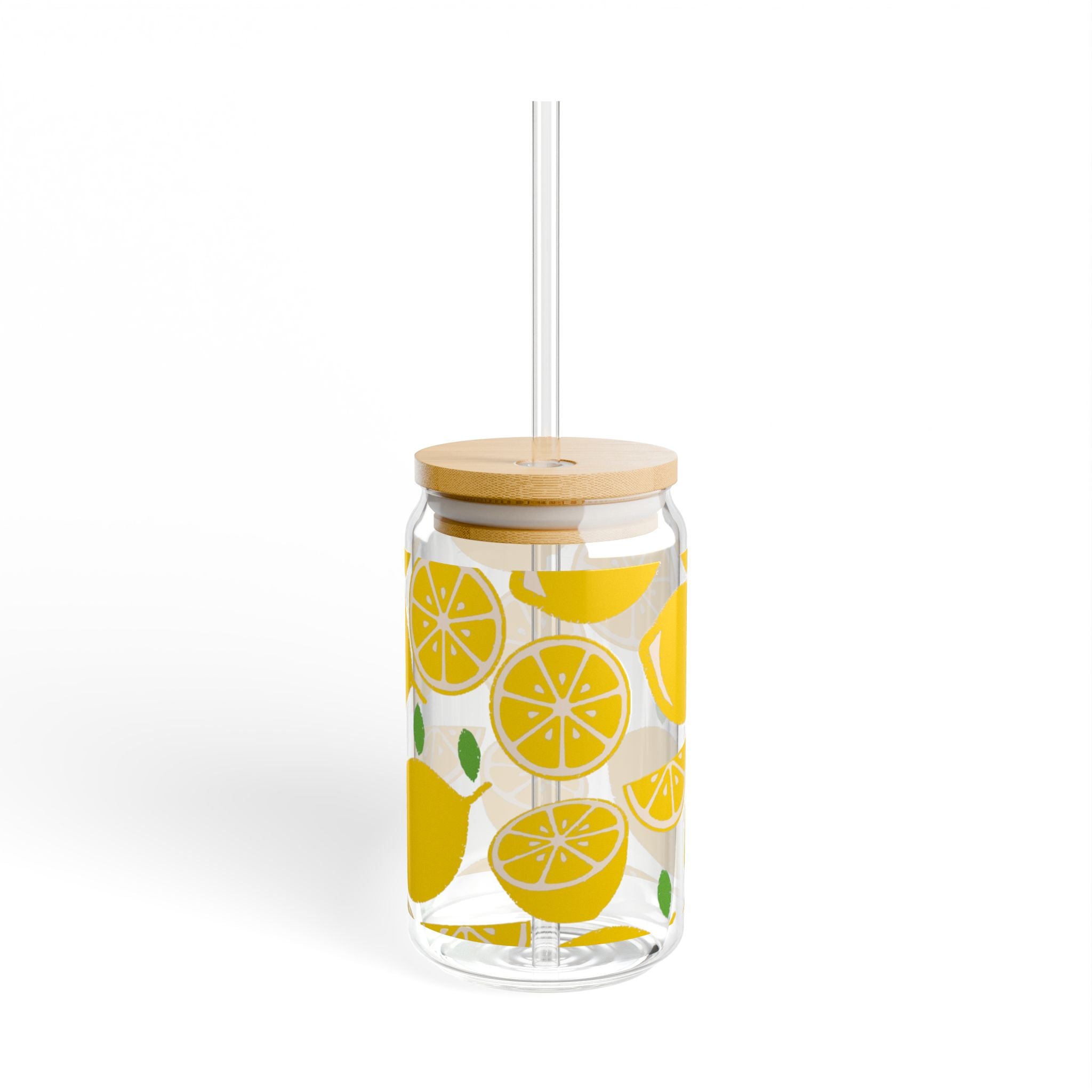 Lemonade Sipper Glass - 16oz with Straw - Perfect for Summer Refreshments & Eco-Friendly Drinking