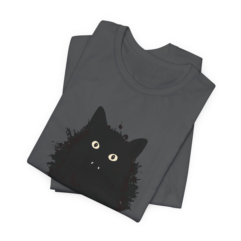 Black Cat Graphic Tee, Cozy Cat Lover T-Shirt, Perfect Gift for Cat Owners, Casual Wear, Animal Lover Apparel