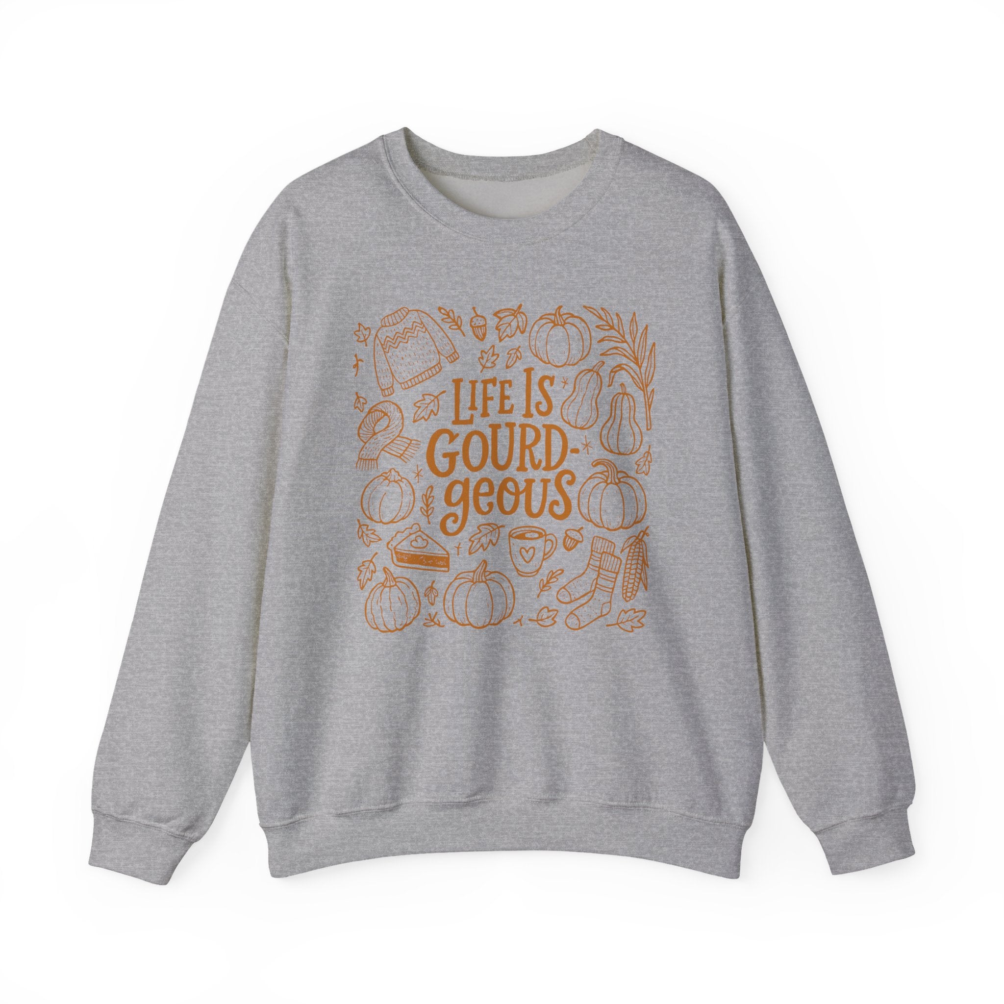Fall-Themed Crewneck Sweatshirt - 'Life is Gourd-geous', Cozy Apparel, Autumn Outfit, Thanksgiving Gift, Harvest Season Wear
