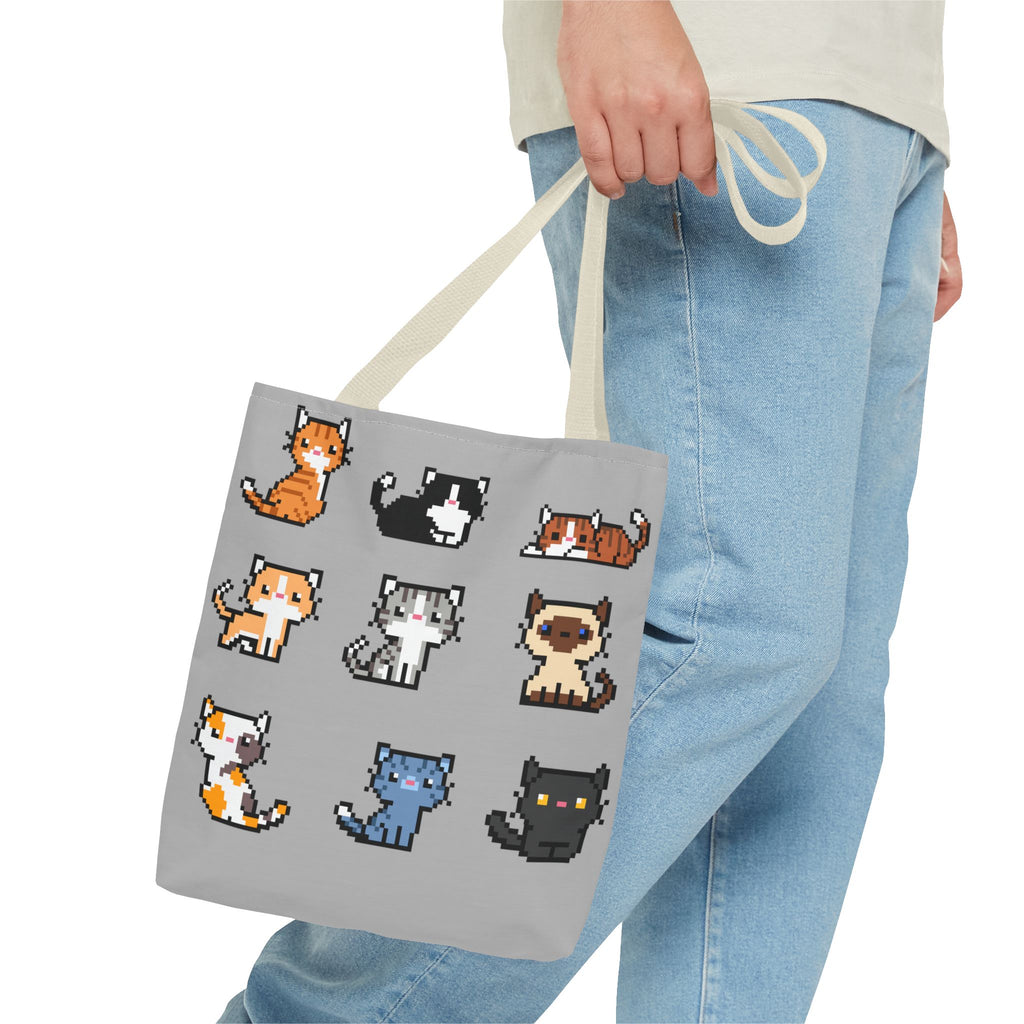 Cute Pixel Art Cat Tote Bag - Perfect for Cat Lovers & Everyday Use