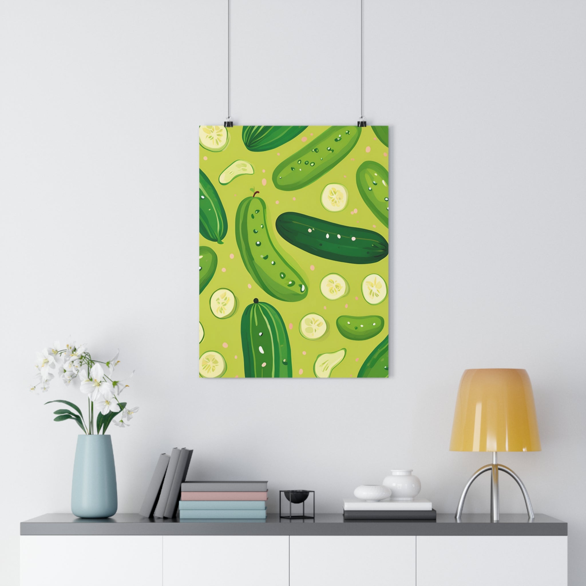 Whimsical Cucumber Giclée Art Print - Fun Kitchen Decor, Perfect for Food Lovers