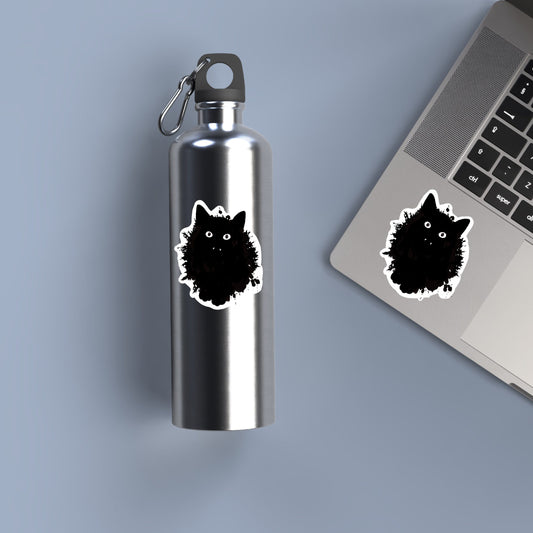 Black Cat Ink Splat- Vinyl Sticker Original Art