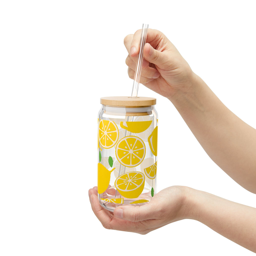 Lemonade Sipper Glass - 16oz with Straw - Perfect for Summer Refreshments & Eco-Friendly Drinking
