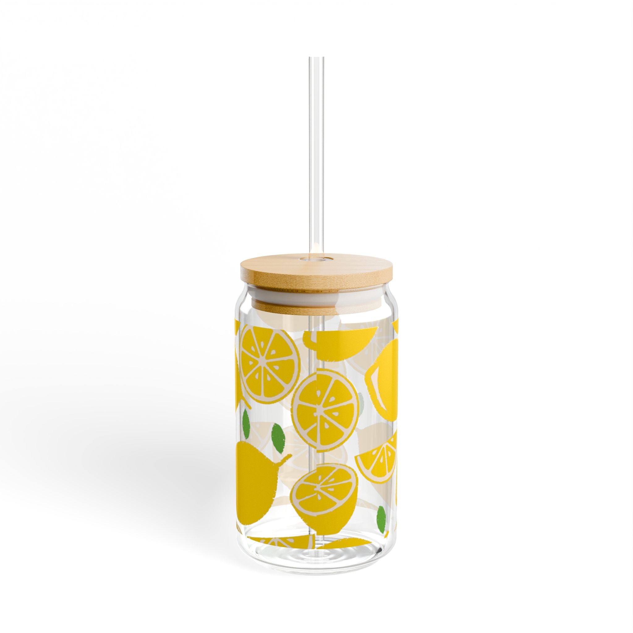 Lemonade Sipper Glass - 16oz with Straw - Perfect for Summer Refreshments & Eco-Friendly Drinking