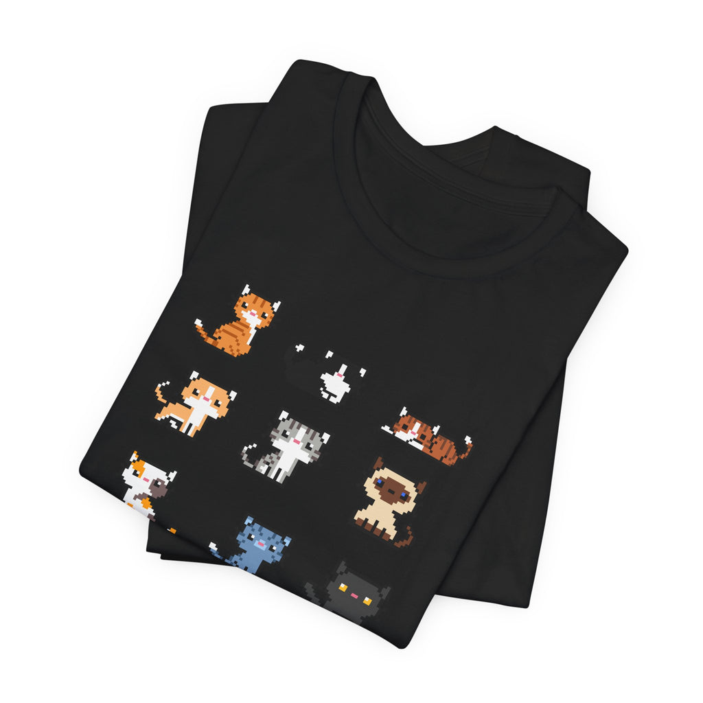 Cute Cat Pixel Art Unisex Short Sleeve Tee
