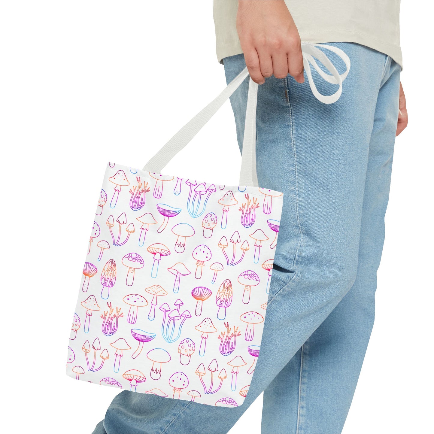 Colorful Mushroom Pattern Tote Bag - Eco-Friendly Grocery or Beach Tote