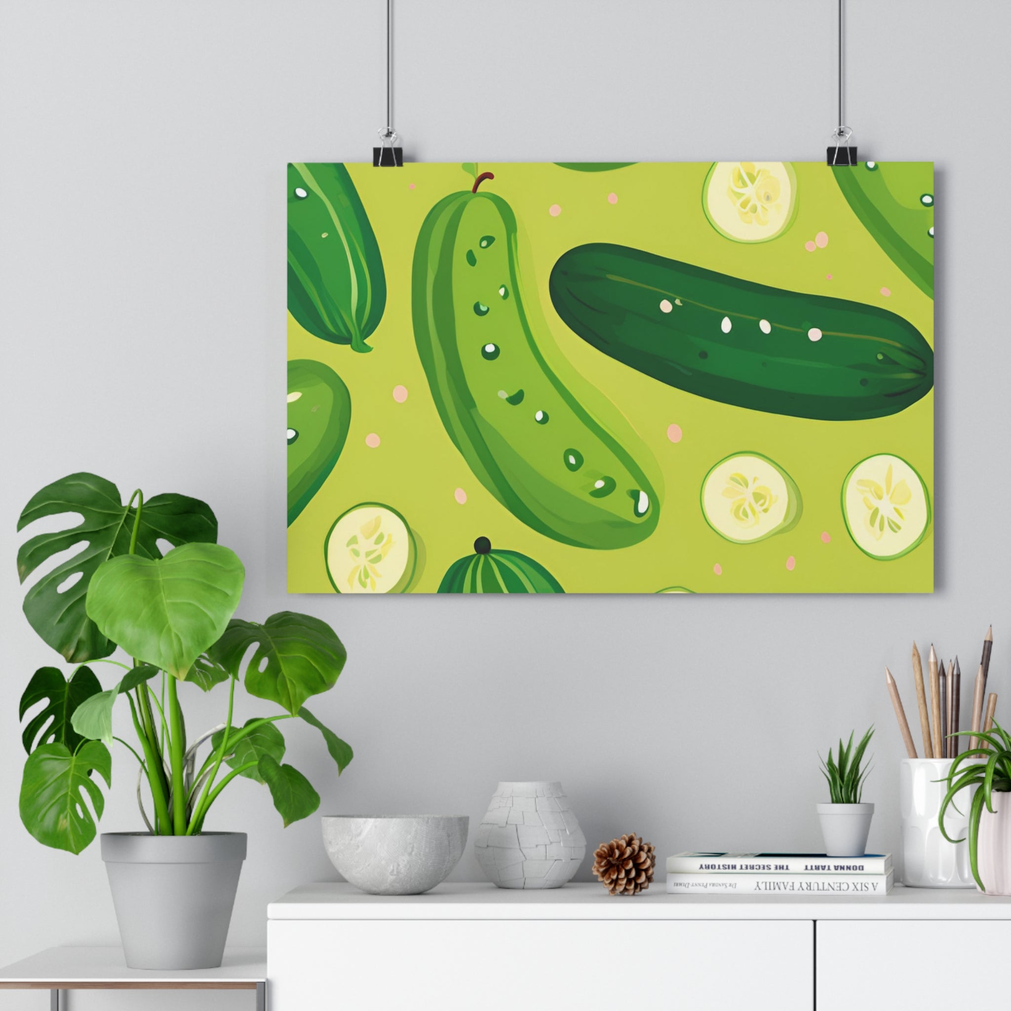Whimsical Cucumber Giclée Art Print - Fun Kitchen Decor, Perfect for Food Lovers