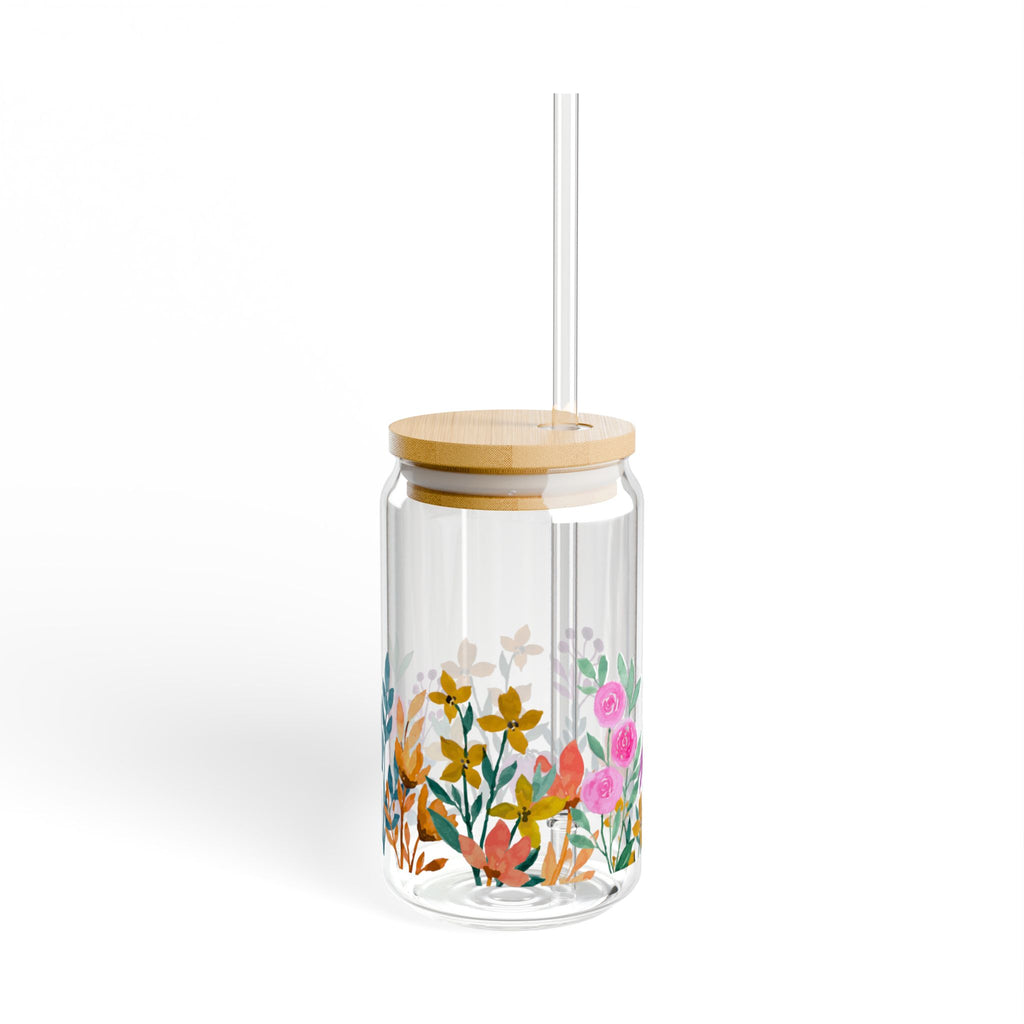 Floral Sipper Glass | 16oz Eco-Friendly Drinkware
